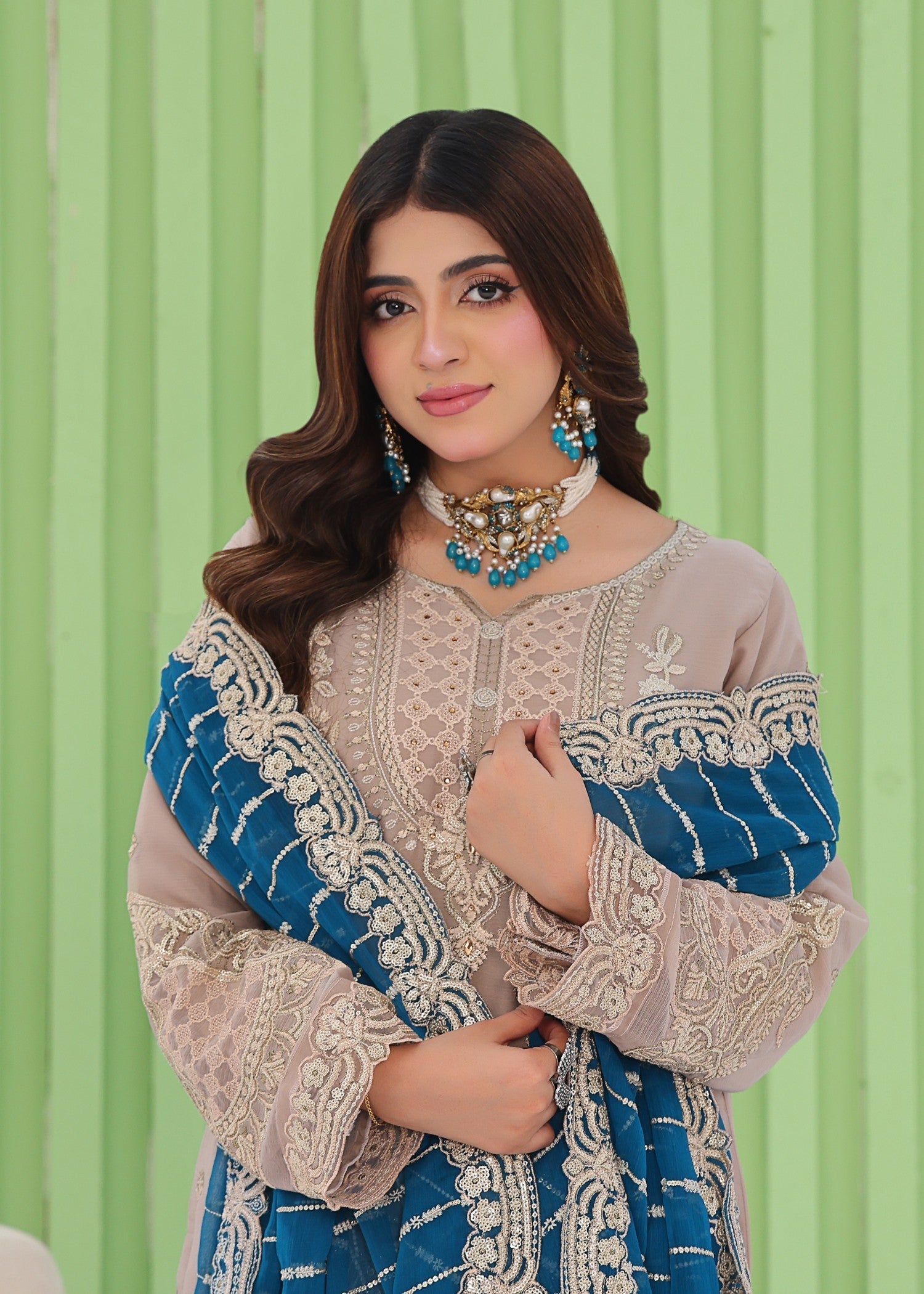 chiffon Kurta Set in Beige