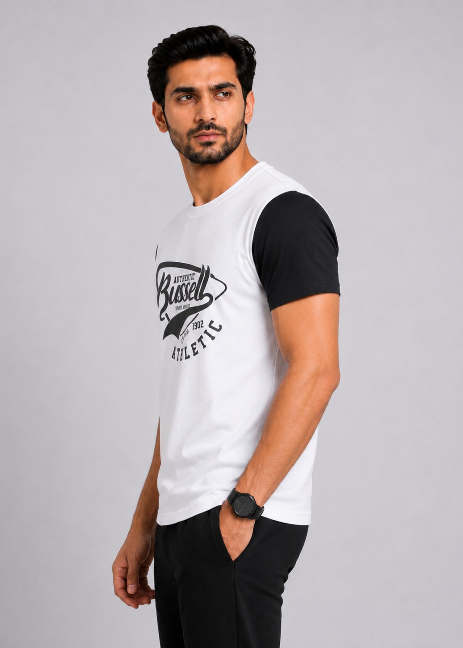 cotton T Shirt in White, black