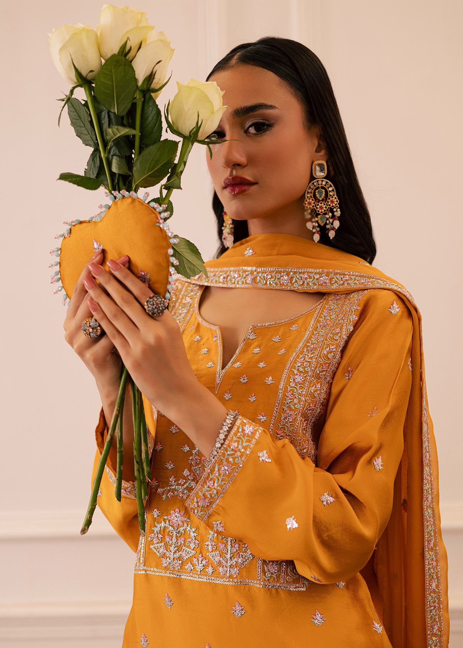 thai silk Kurta Set in Mari gold
