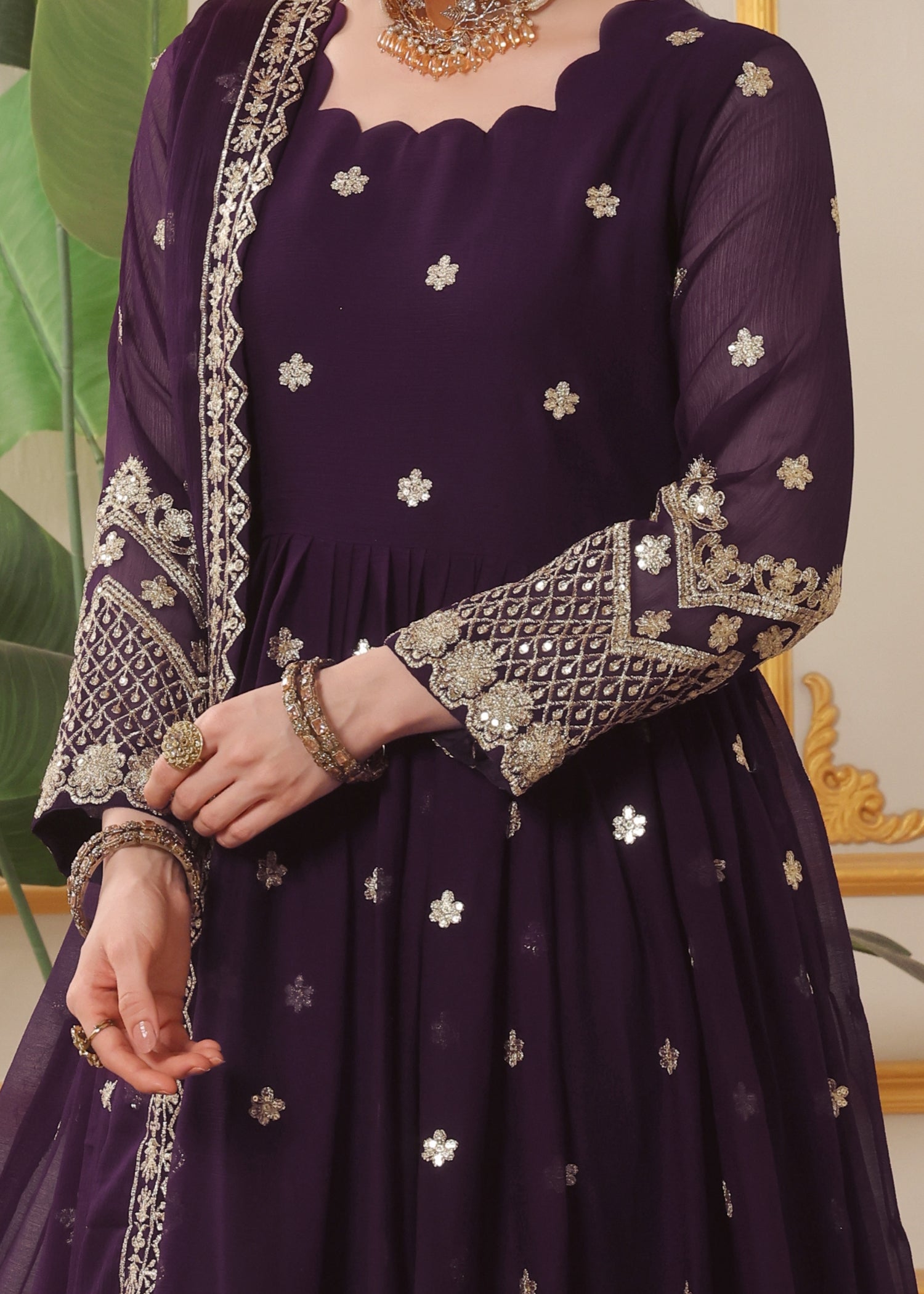 chiffon Pishwas in Egg plant