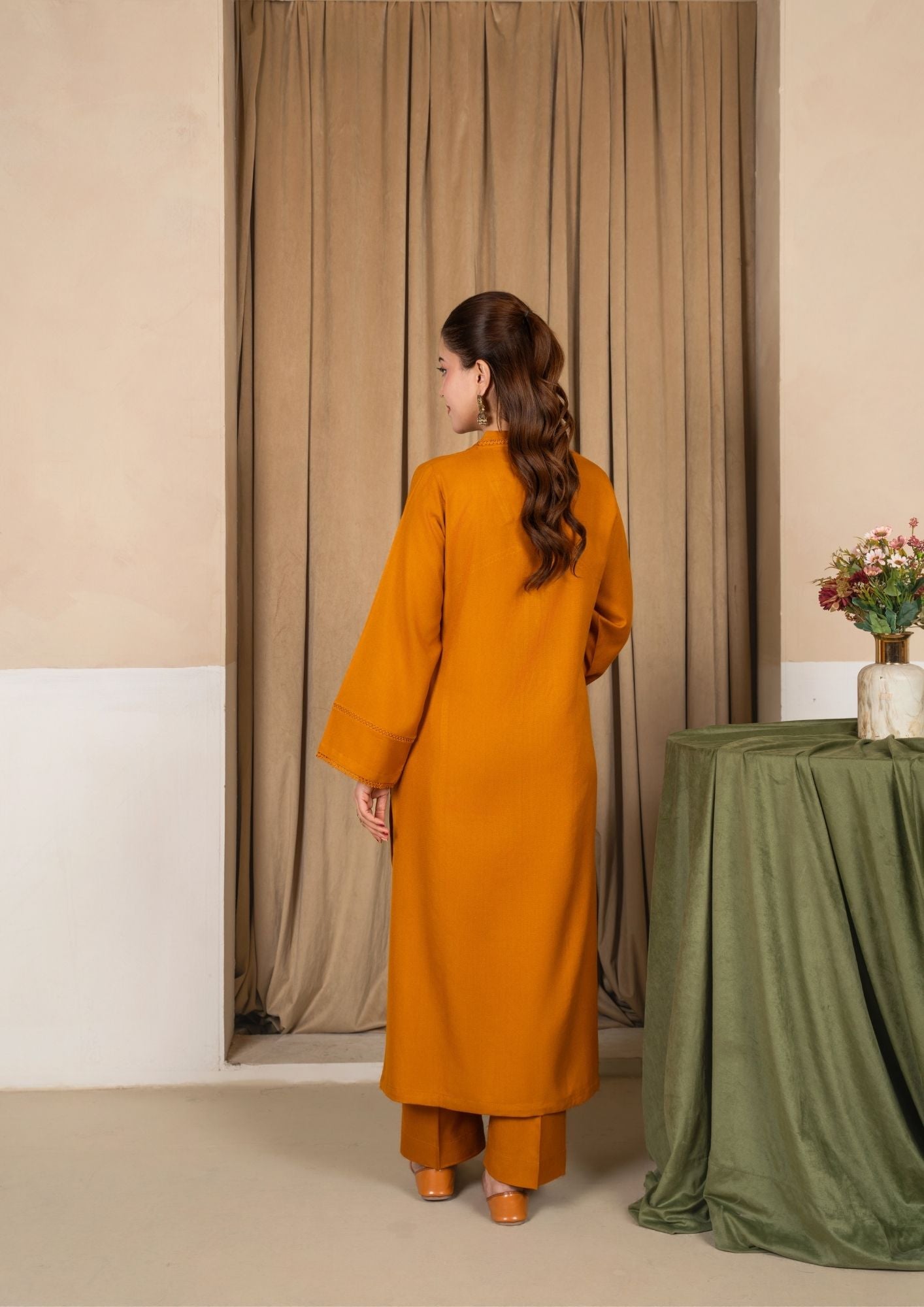 dhanak wool Kurta Set in Mustard
