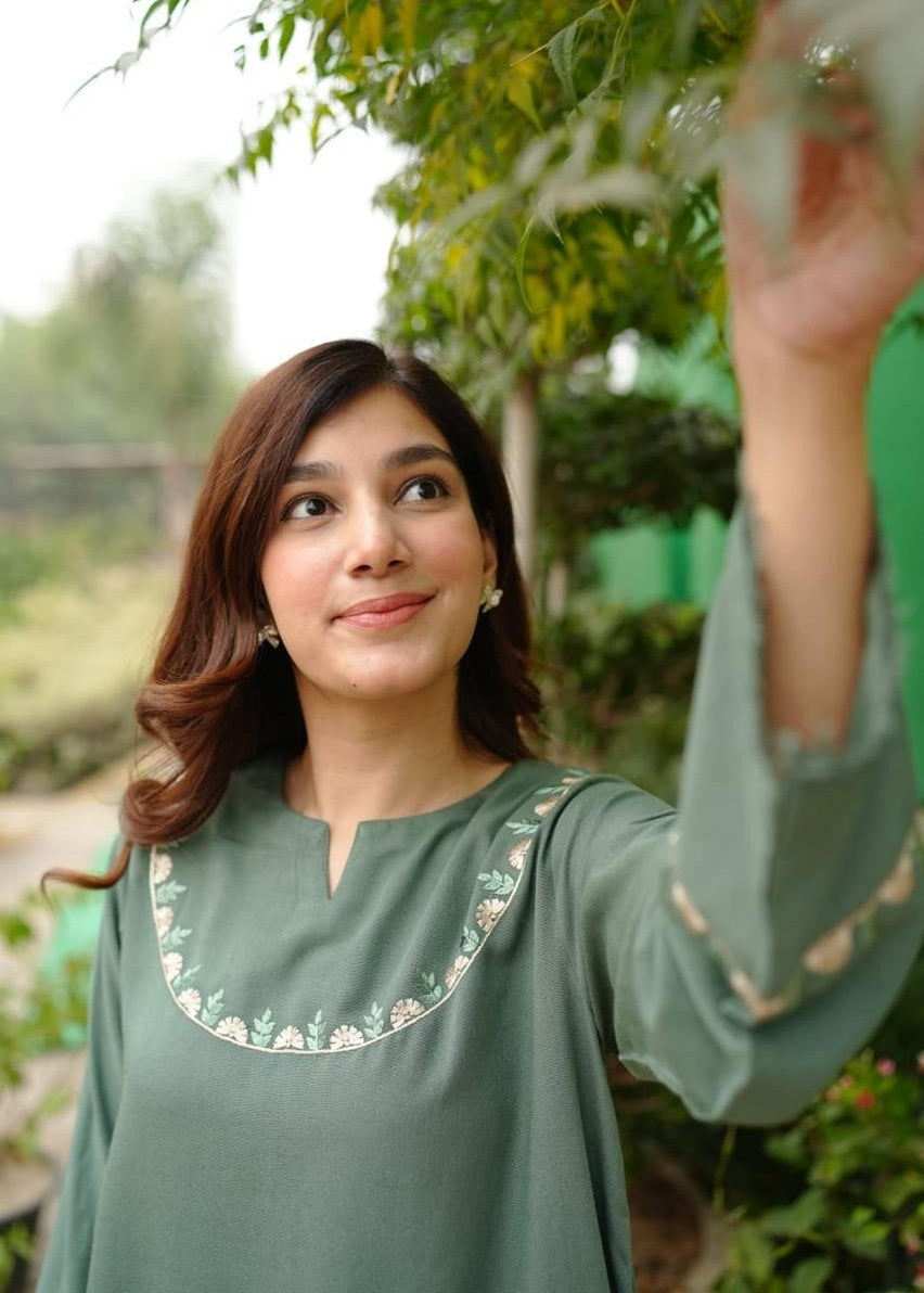karandi Co Ord Sets in Sage green