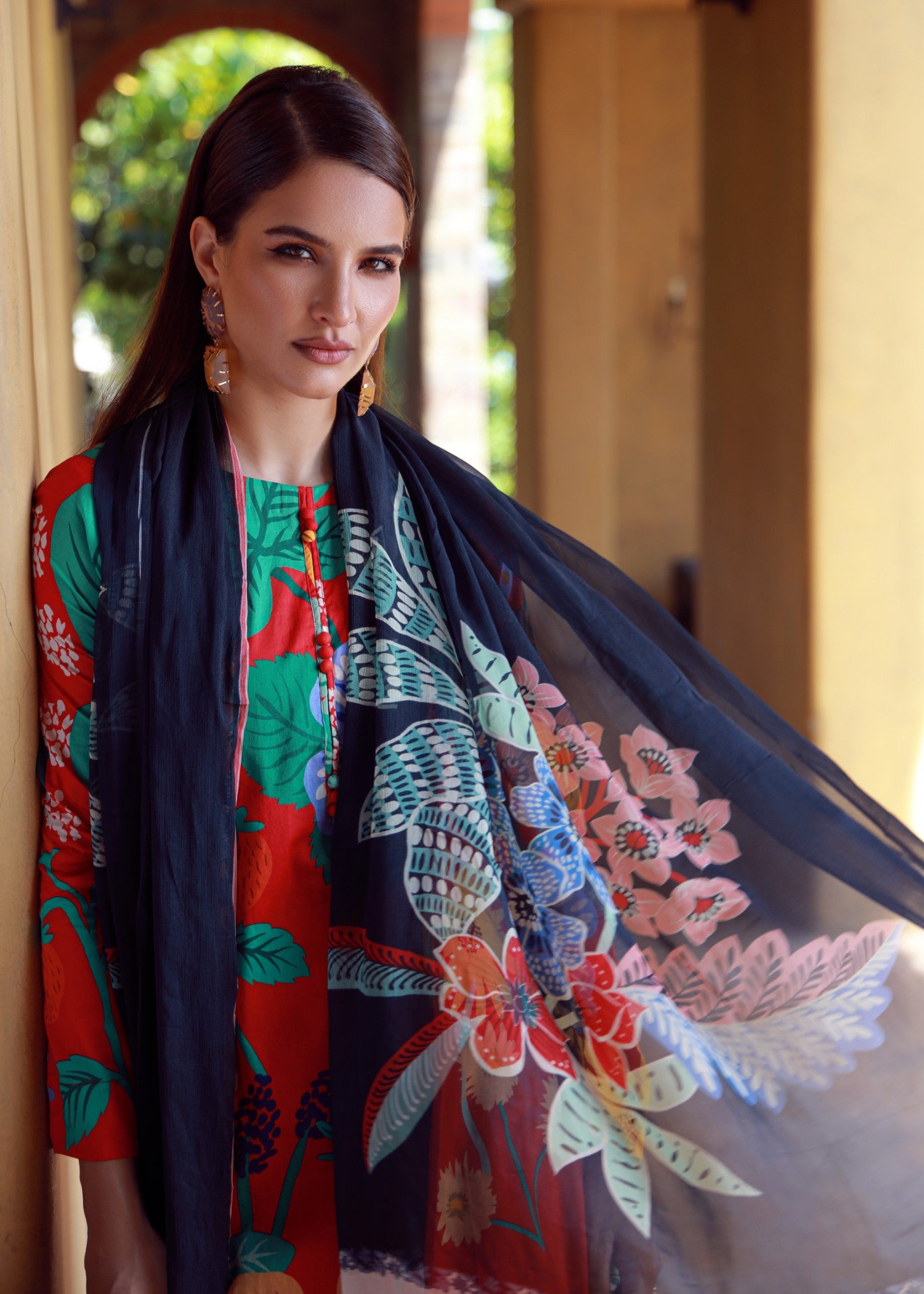 lawn Sharara in Red