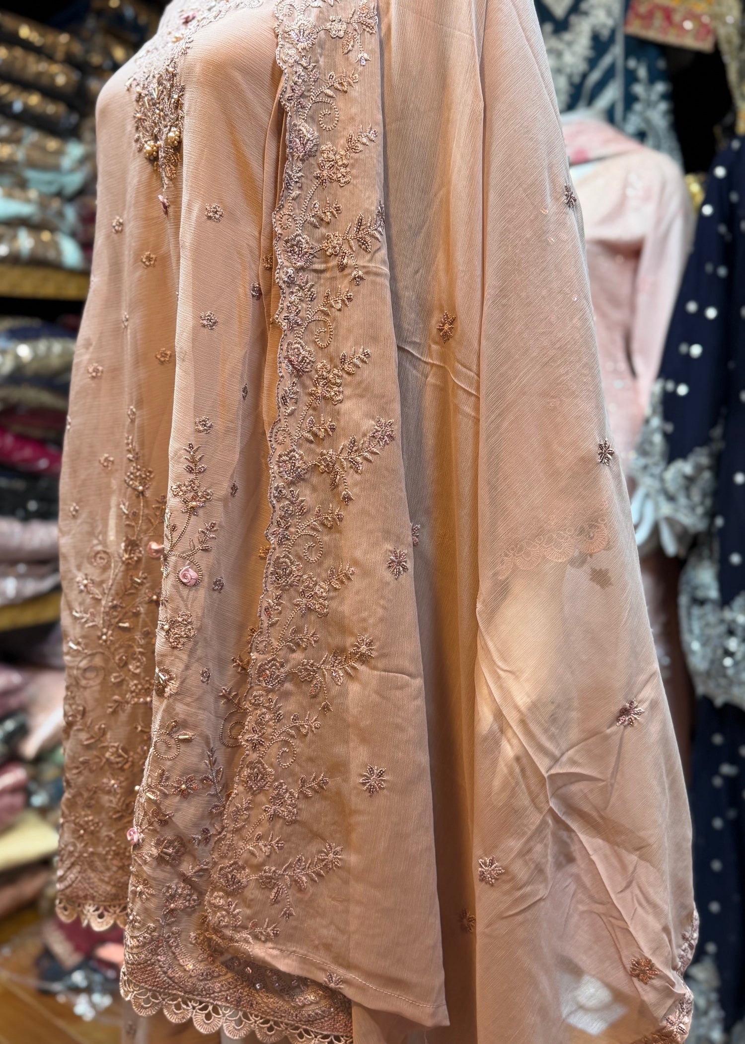 chiffon Short Frock in Pastel pink