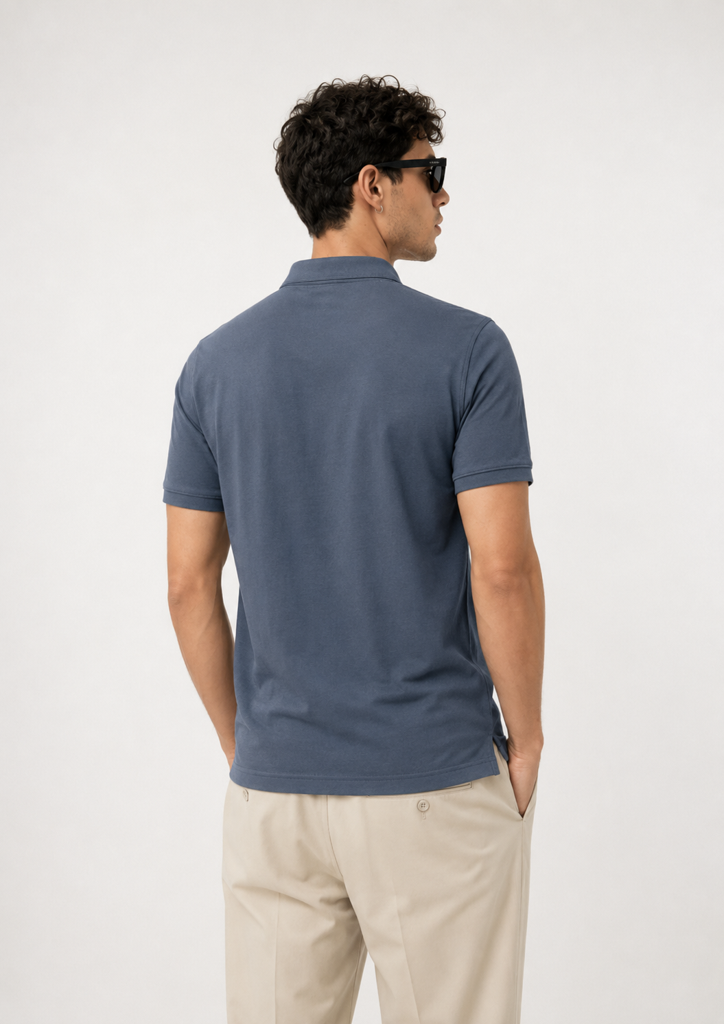 cotton Polo Shirt in Steel blue by Imagination Apparel