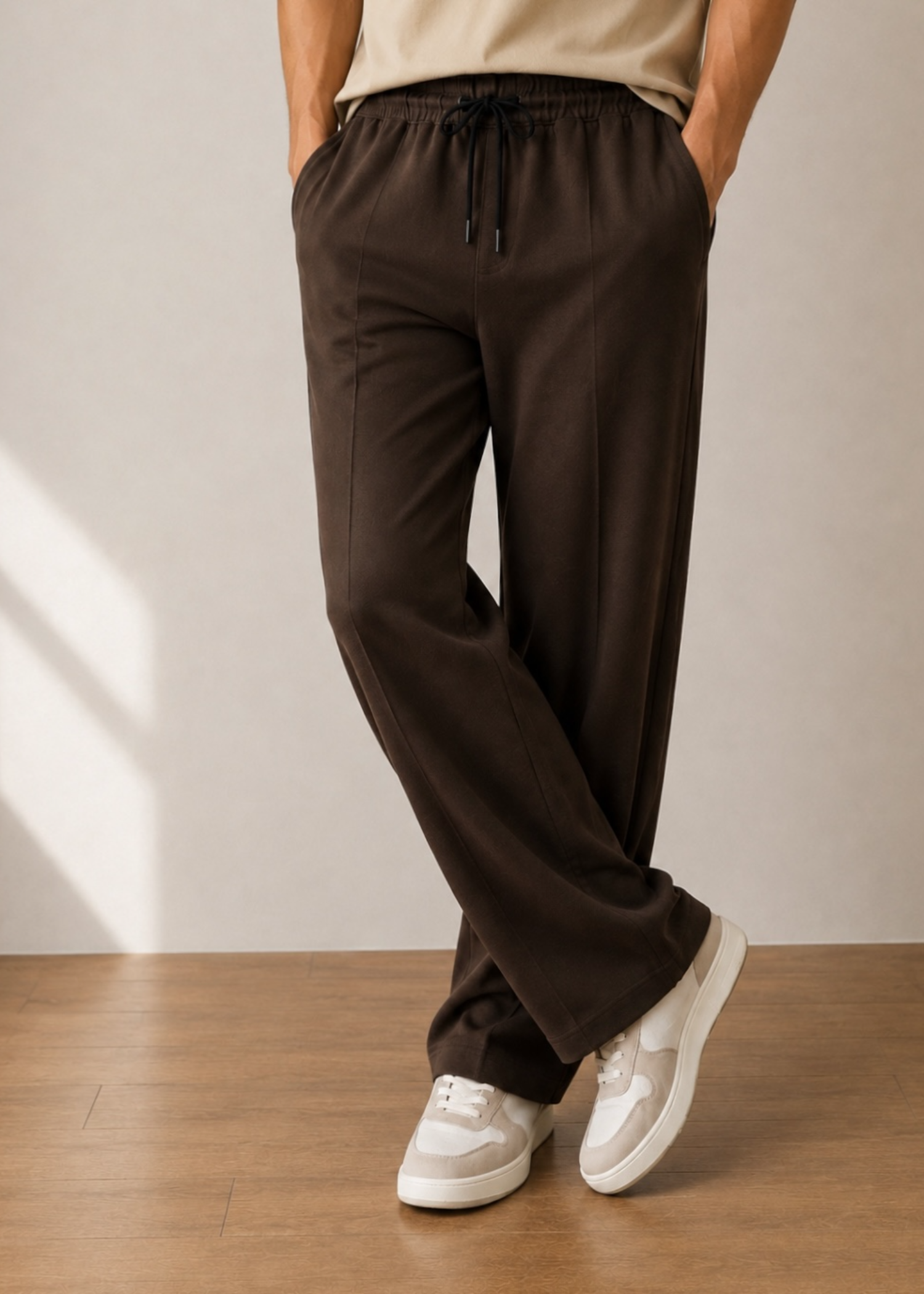 cotton jersey Trousers in Chocolate brown