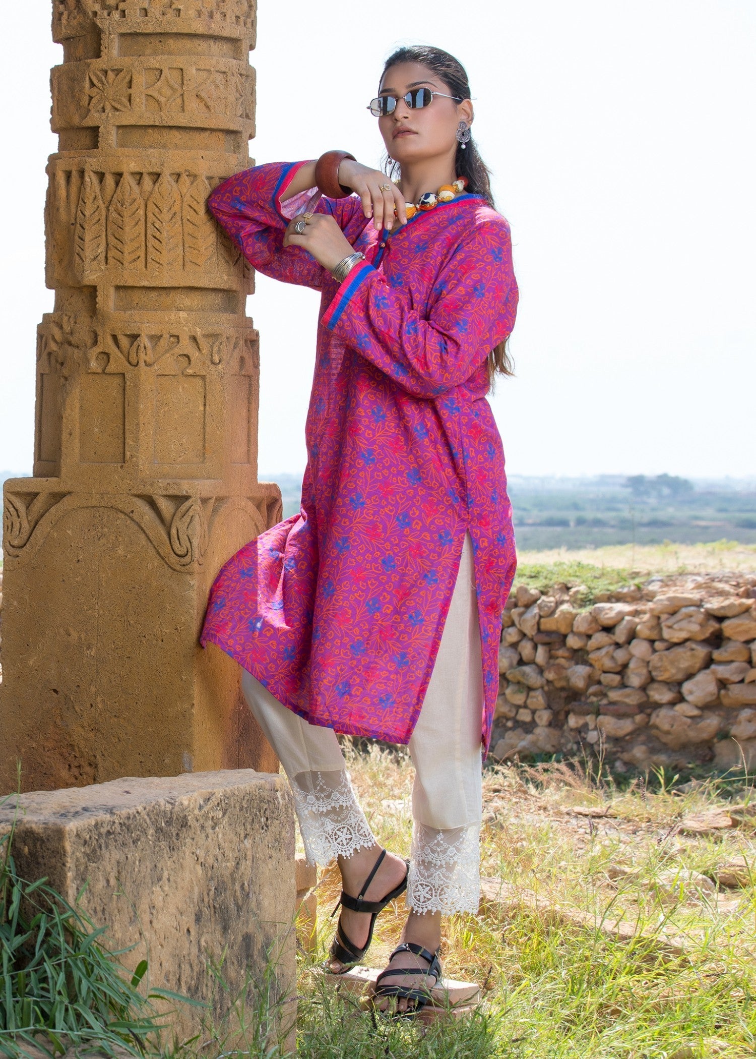 cotton Kurti in Magenta