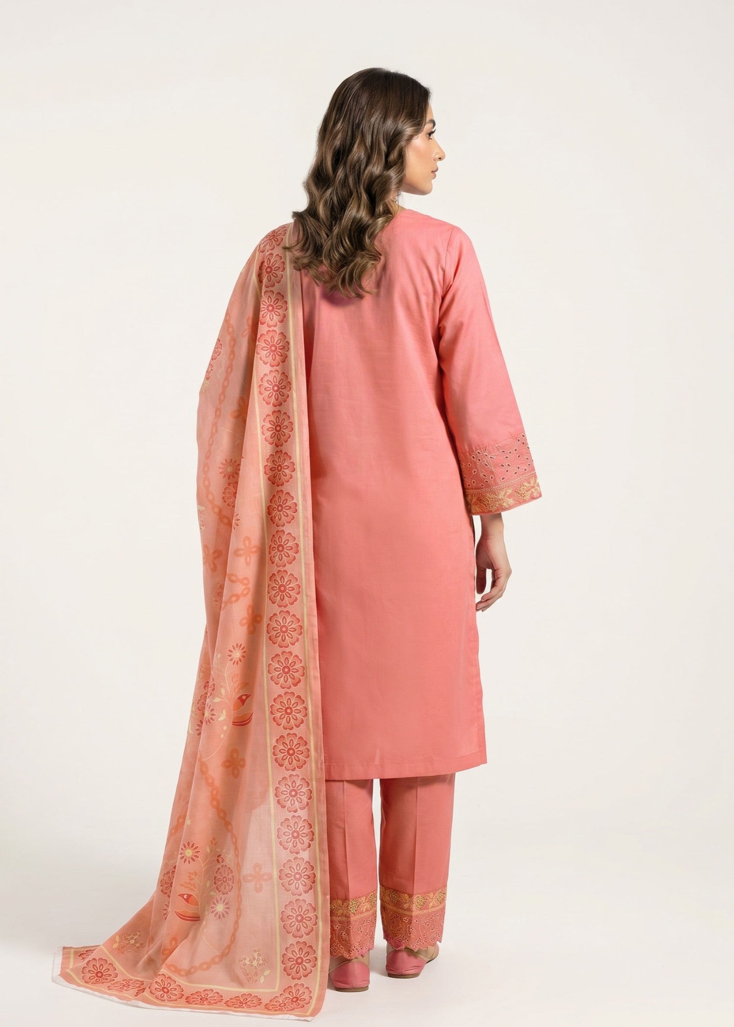 cotton dobby Kurta Set in Pink sherbert