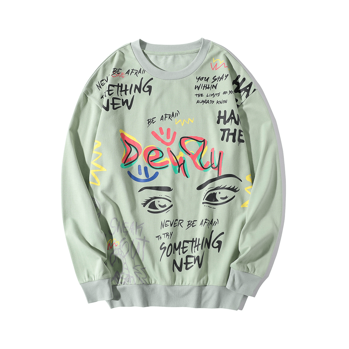 Printed Men'S Loose round Neck Long-Sleeved Sweater