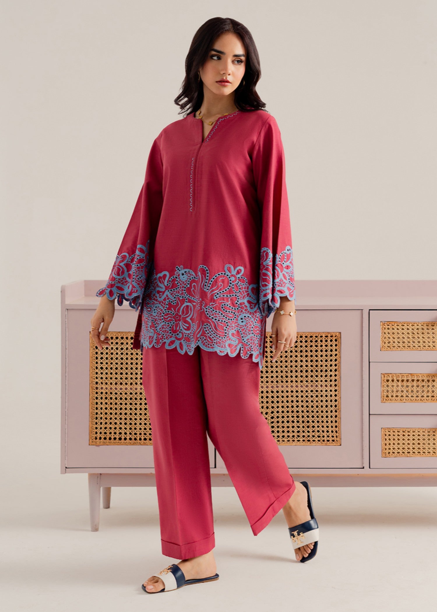 lawn cotton Co Ord Sets in Taffy pink