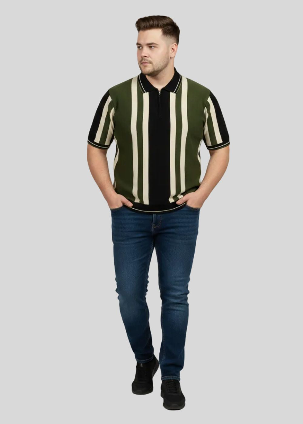 polyester-spandex Polo Shirt in Multi