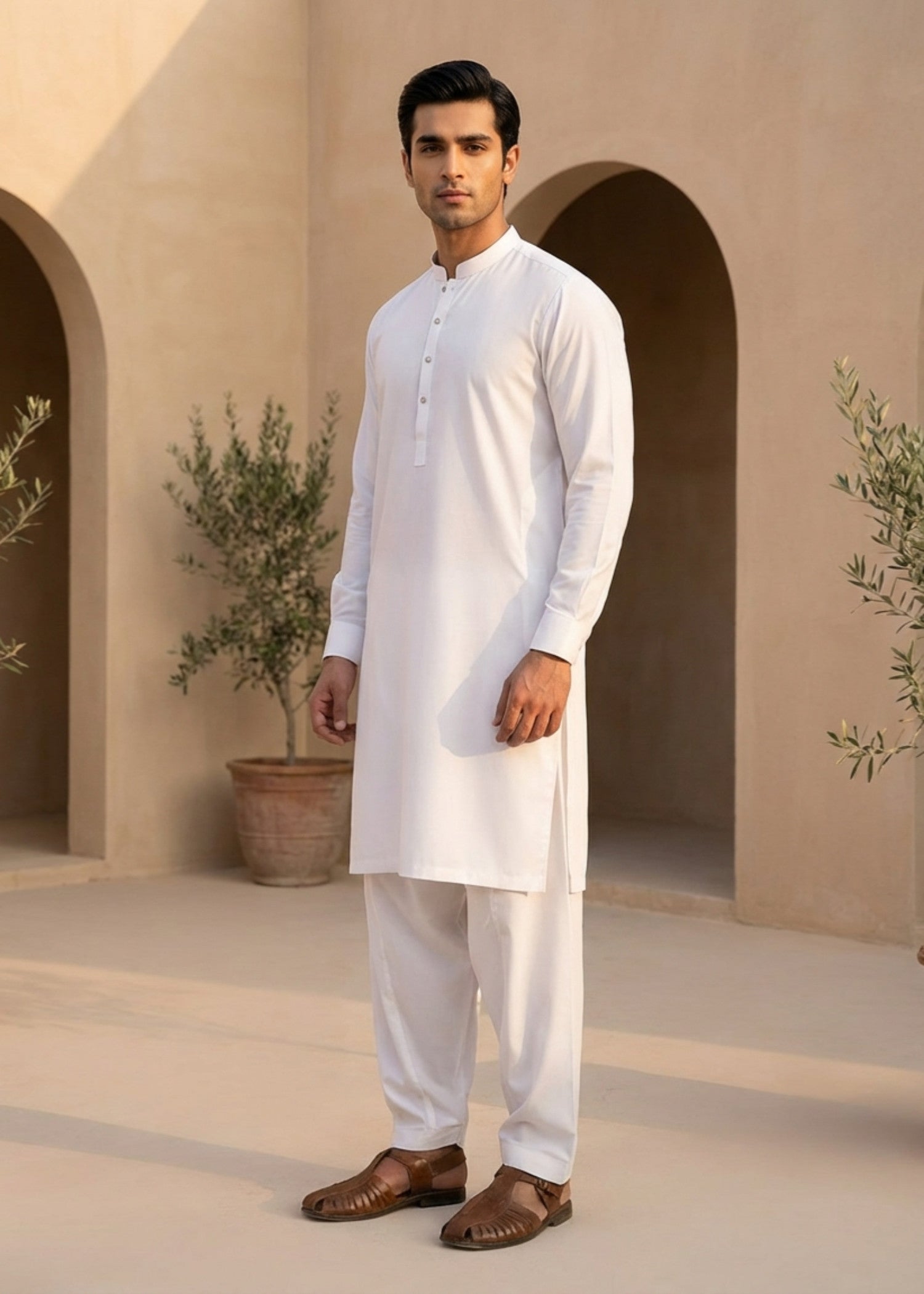 blend boski Shalwar Kameez in White, off-white