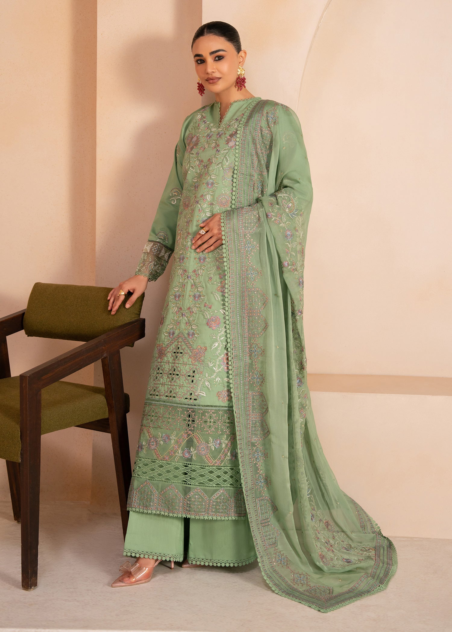 viscose Unstitched in Pistachio green