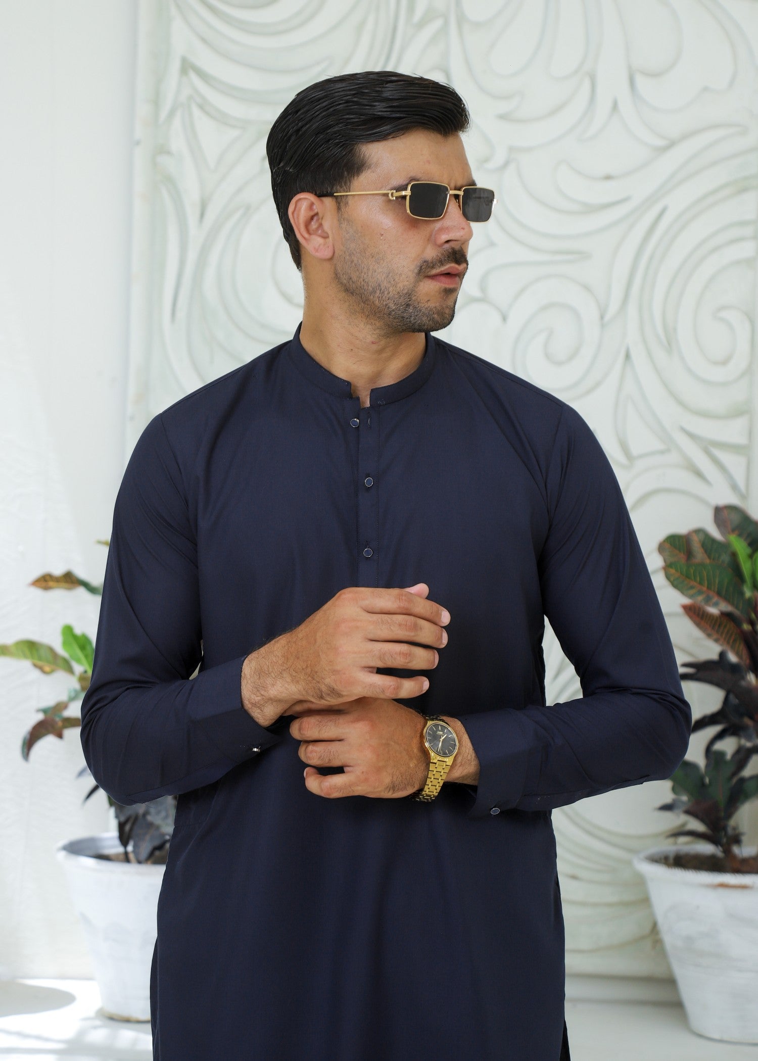wash & wear Kurta Set in Aegean blue