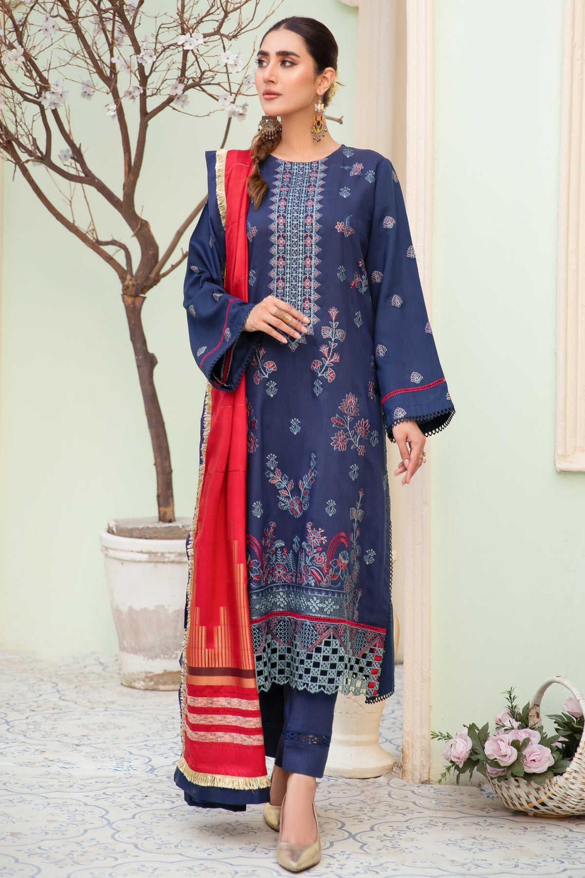 viscose Unstitched in Navy blue