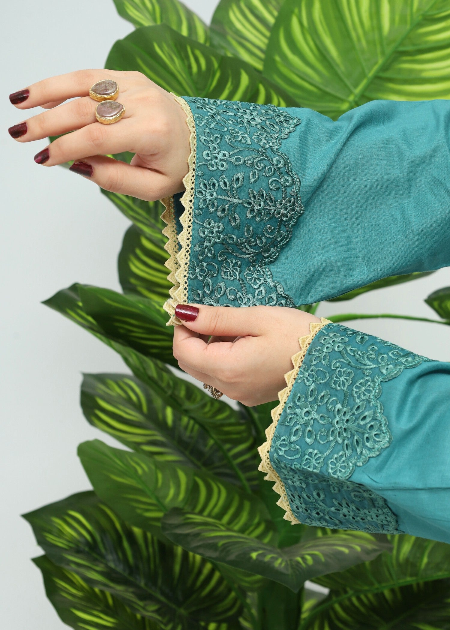 cotton Kurta Set in Pine green