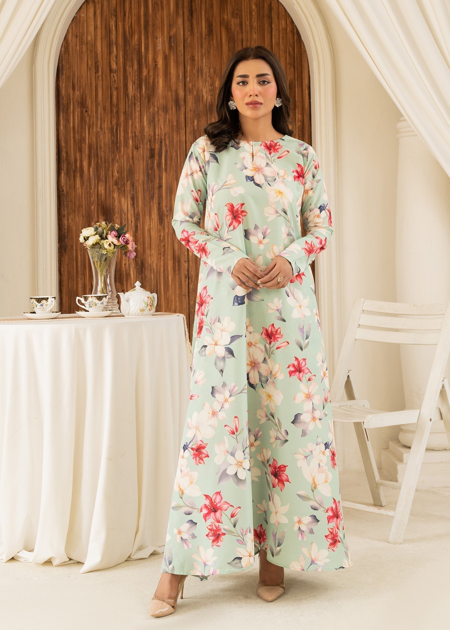 lawn Dress in Mint green