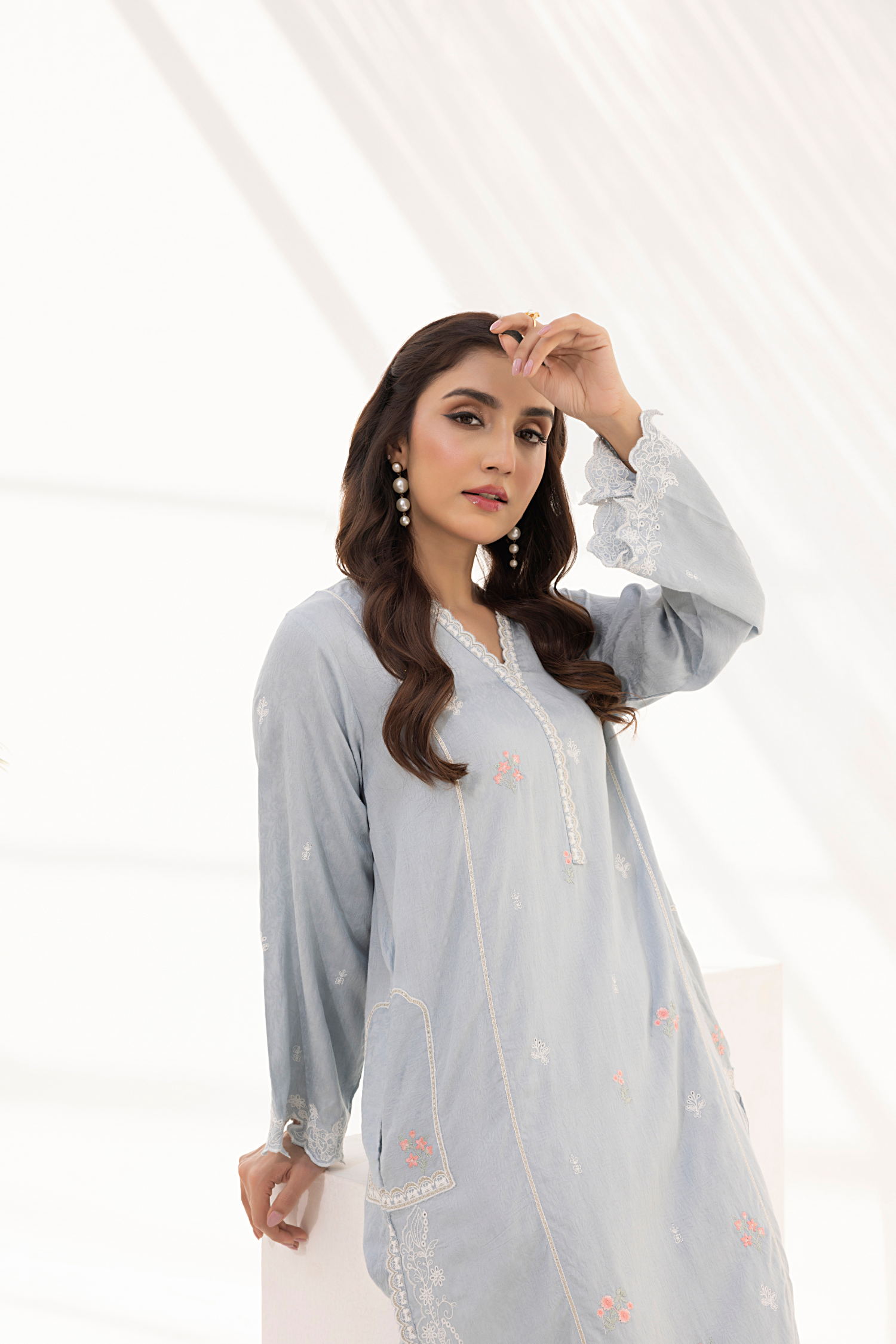 viscose Kurta Set in Slate grey