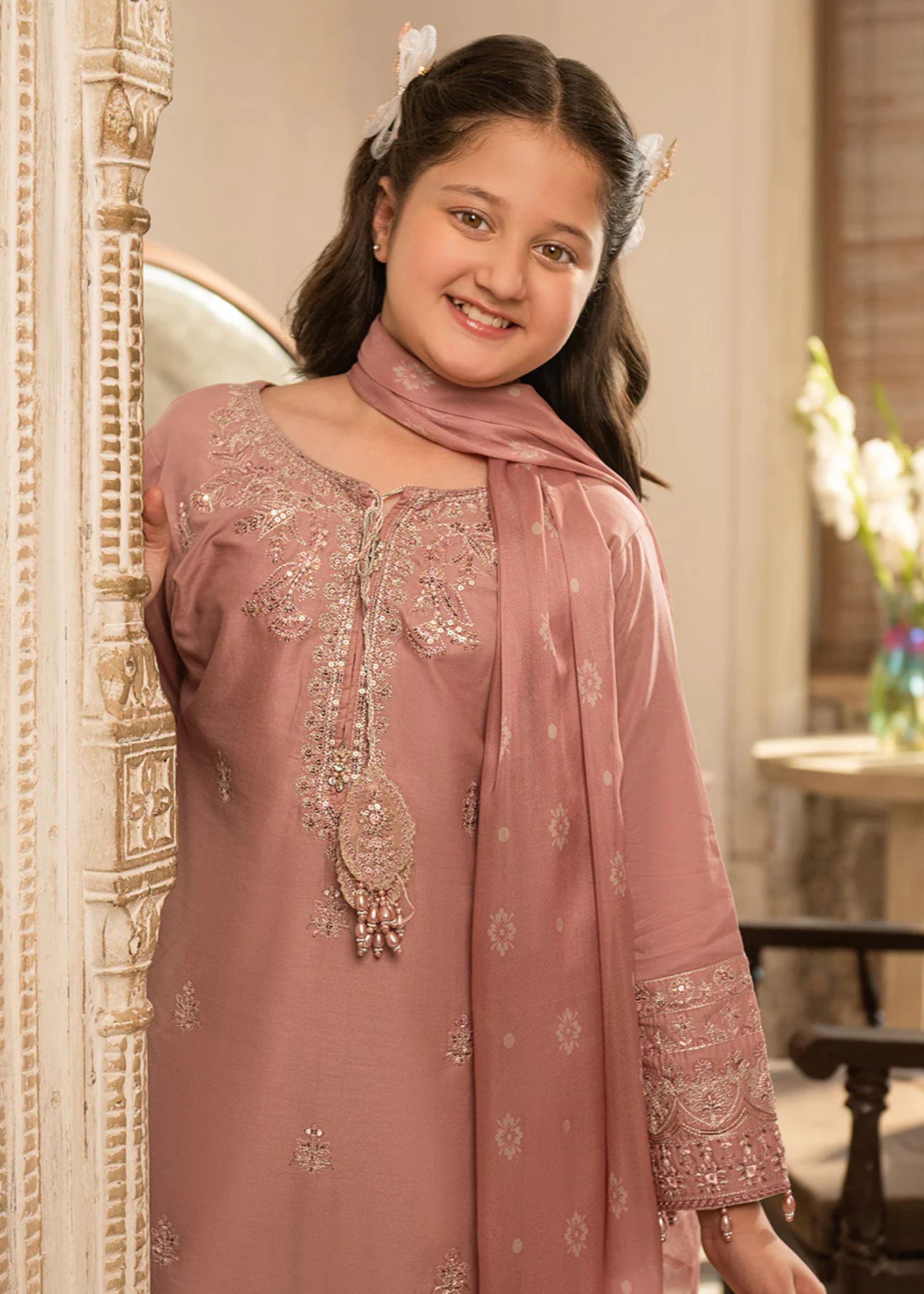 cotton Sharara in Peach pink