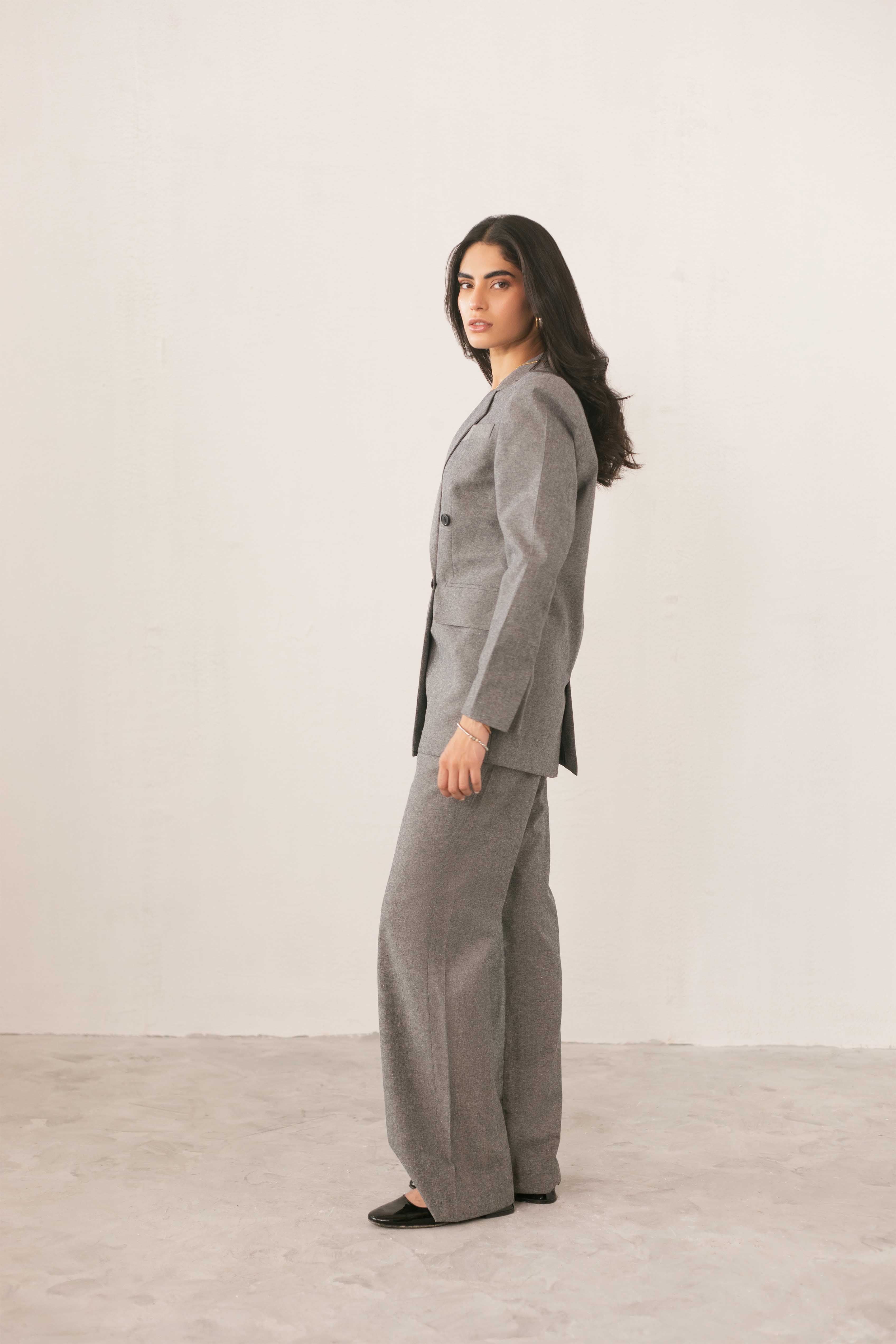 zari cotton Trousers in Ash grey