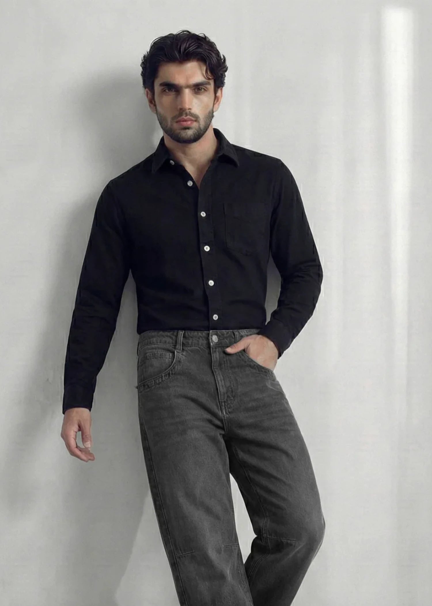 denim Casual Shirt in Black by Hustle N Holla