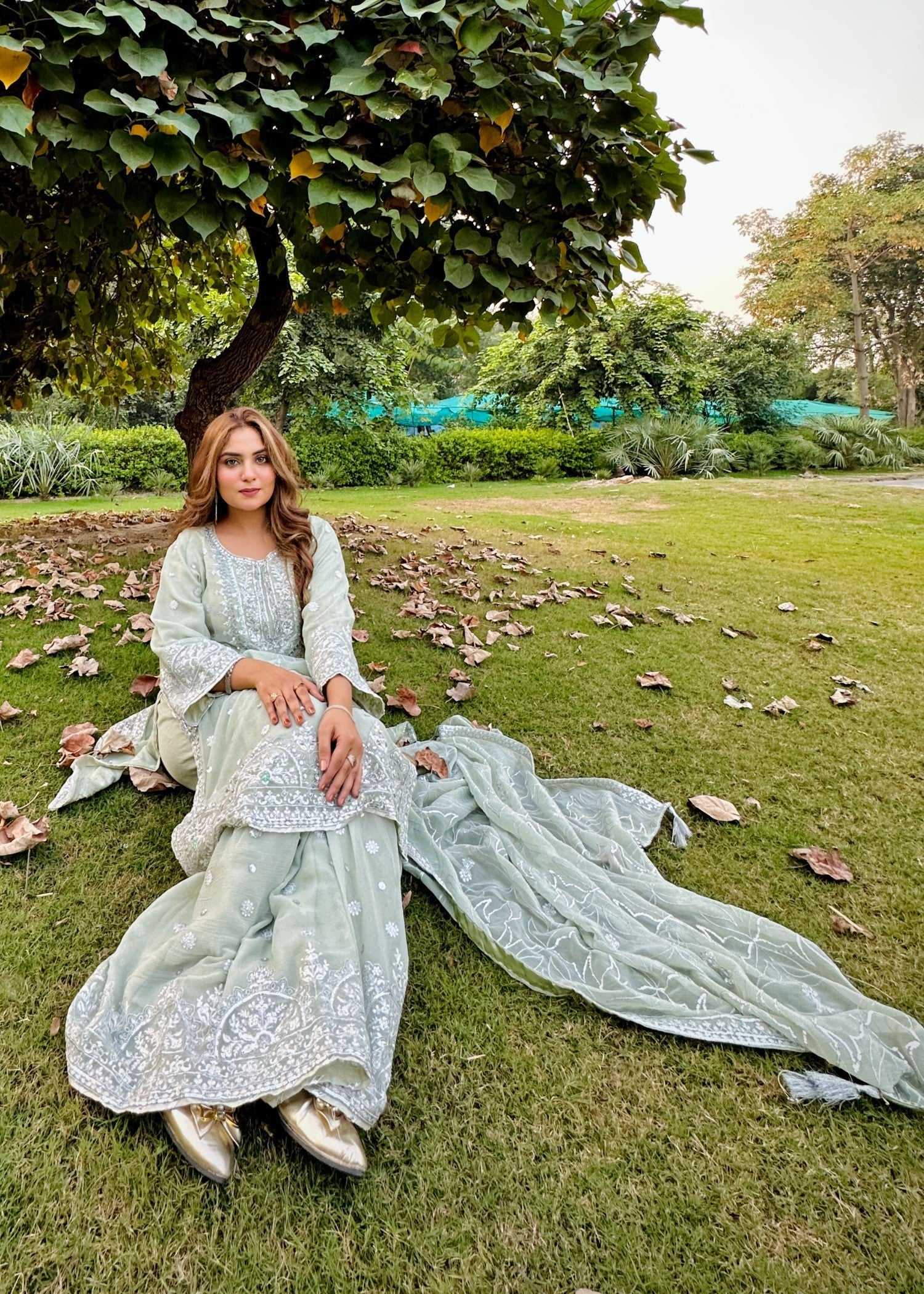 chiffon Sharara in Mint green