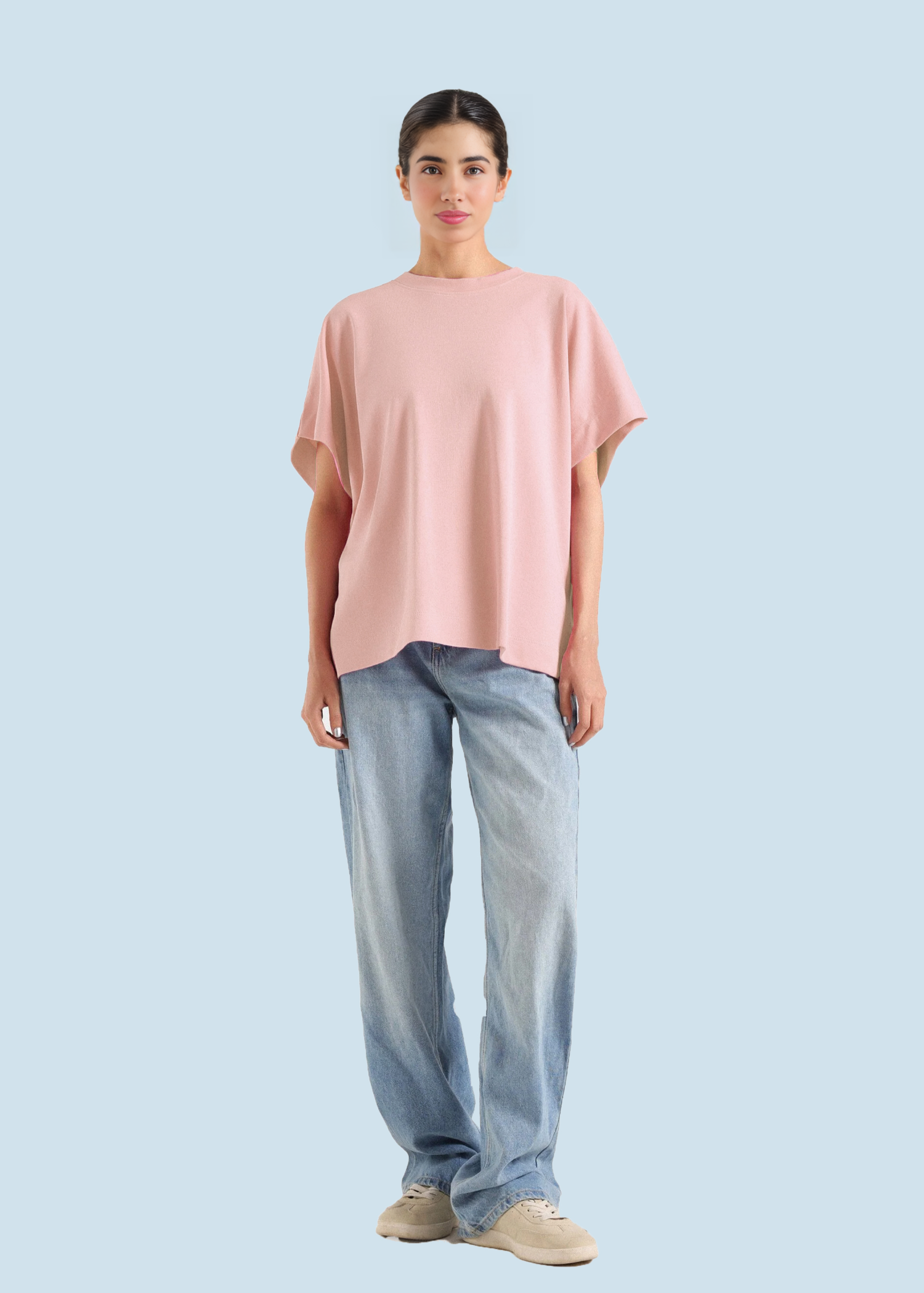 single jersey knit T Shirt in Rose pink