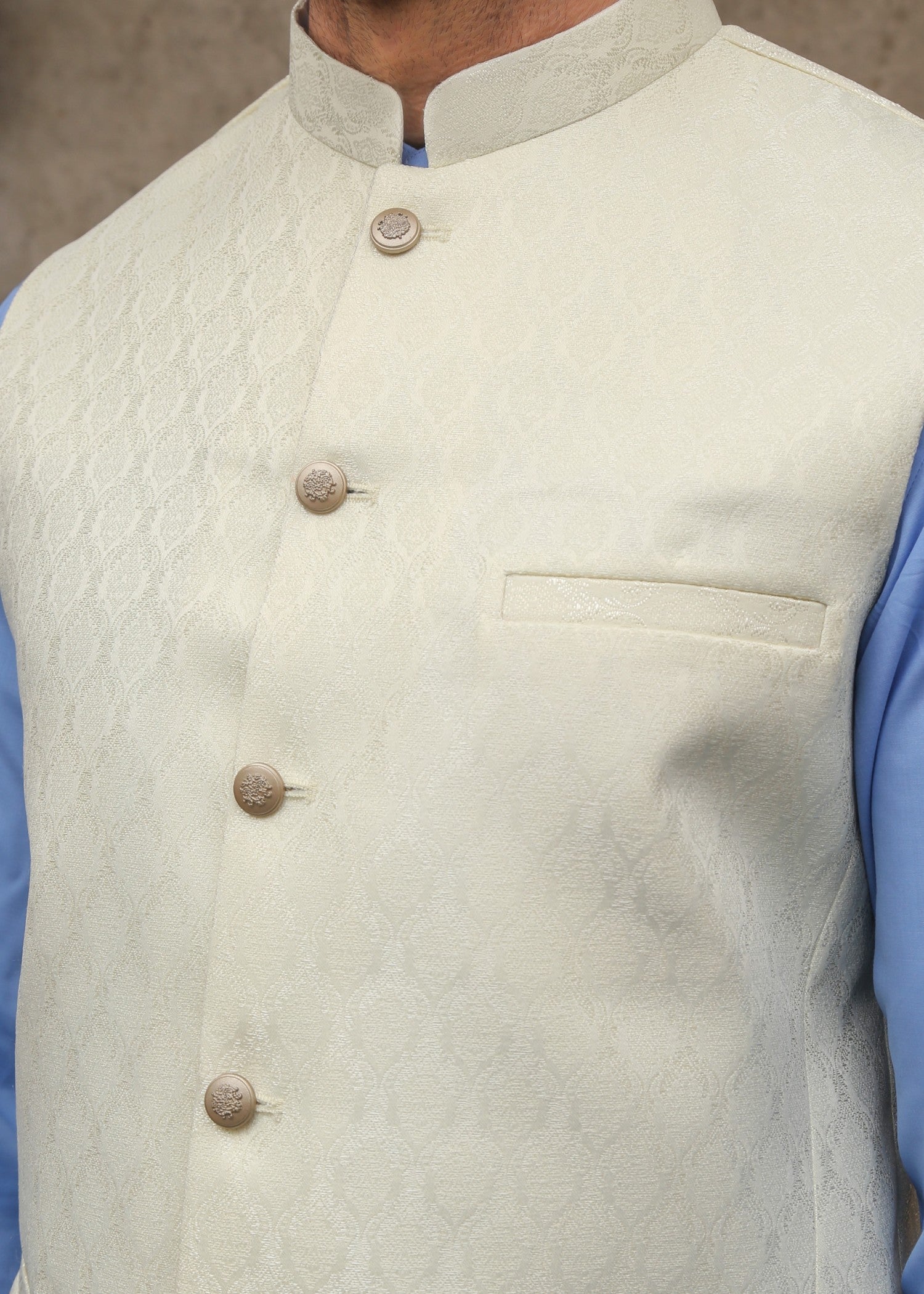 jamawar Waistcoat in Off-white
