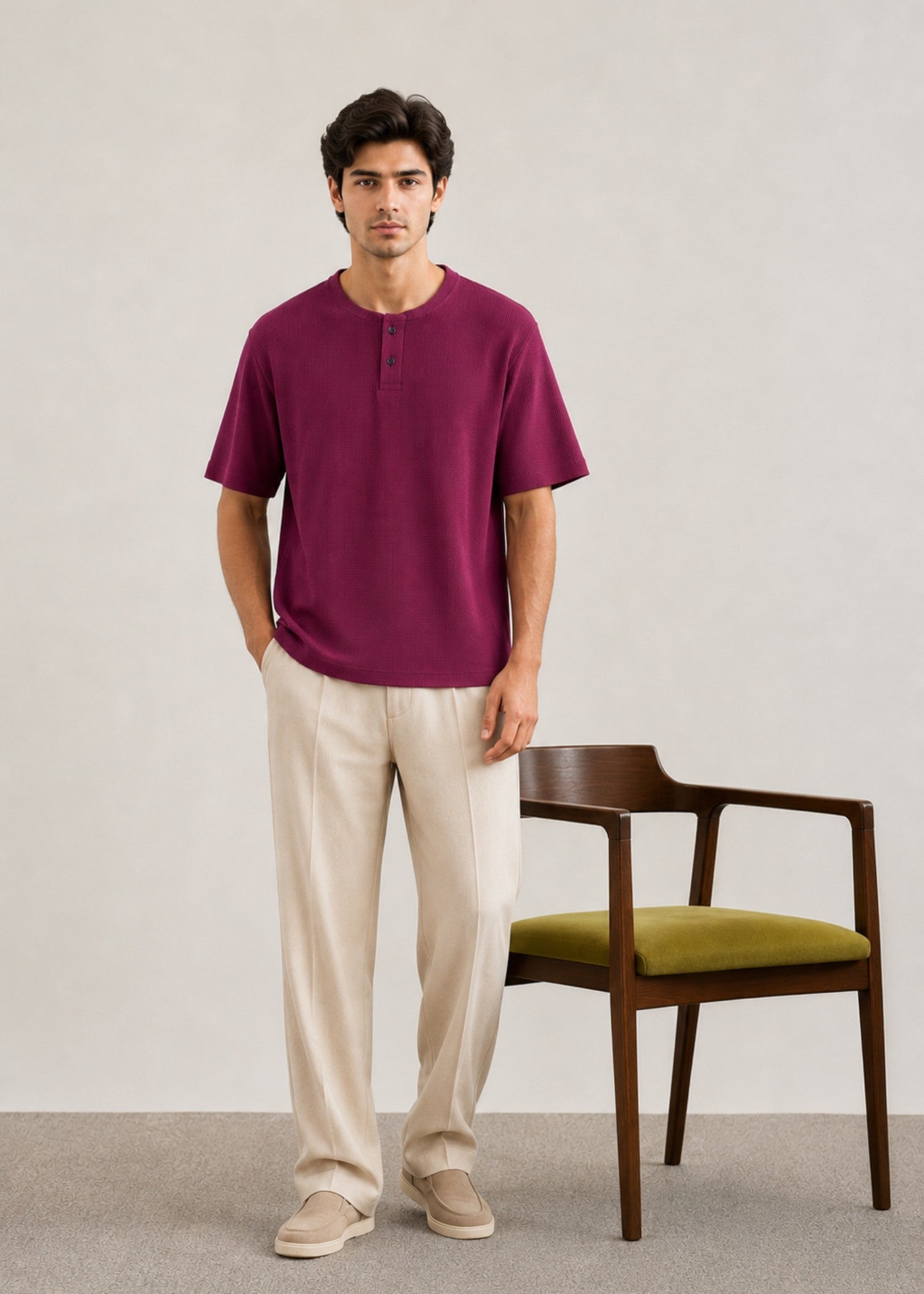 cotton T Shirt in Burgundy