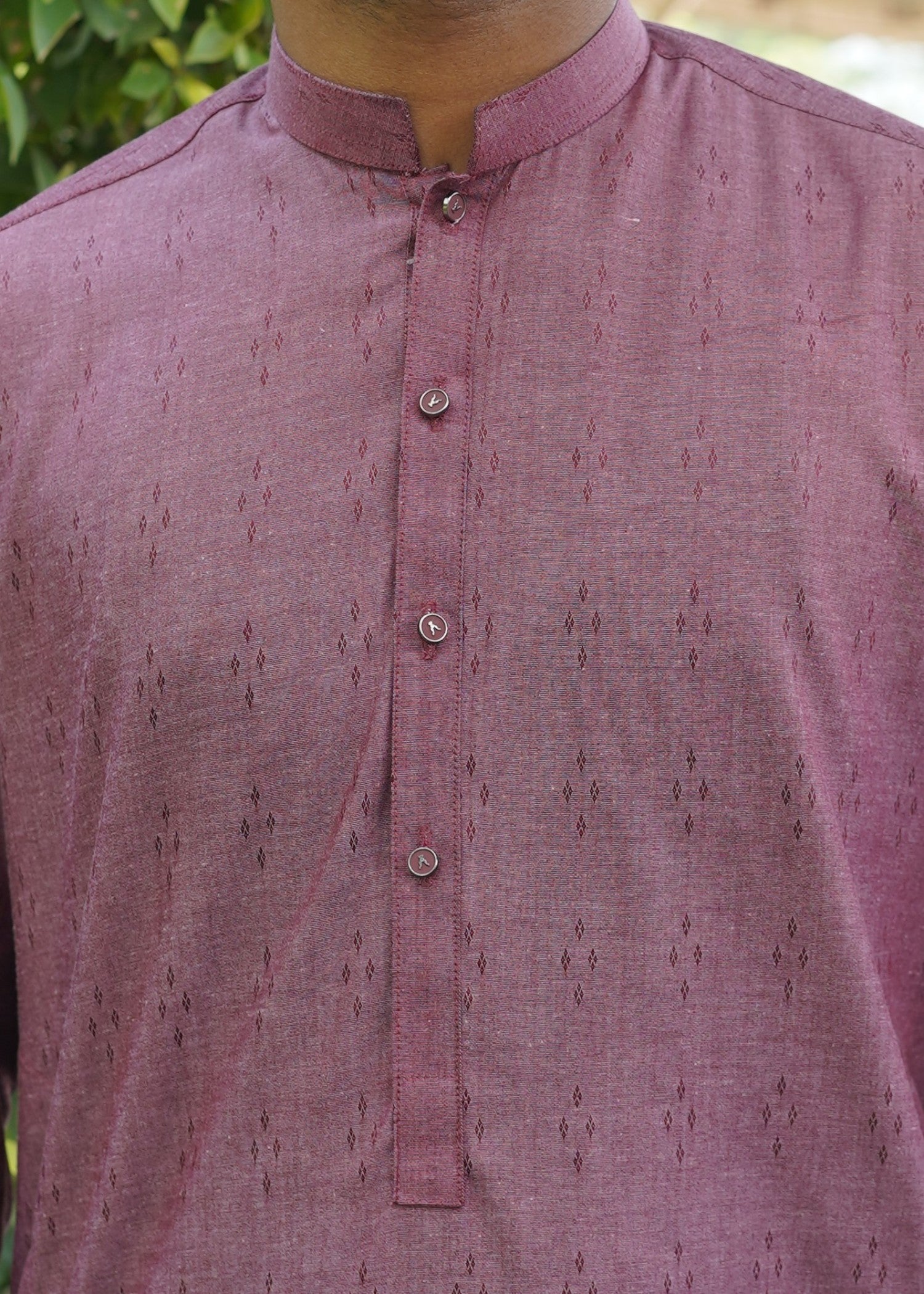 cotton jacquard Kurta in Purple taupe