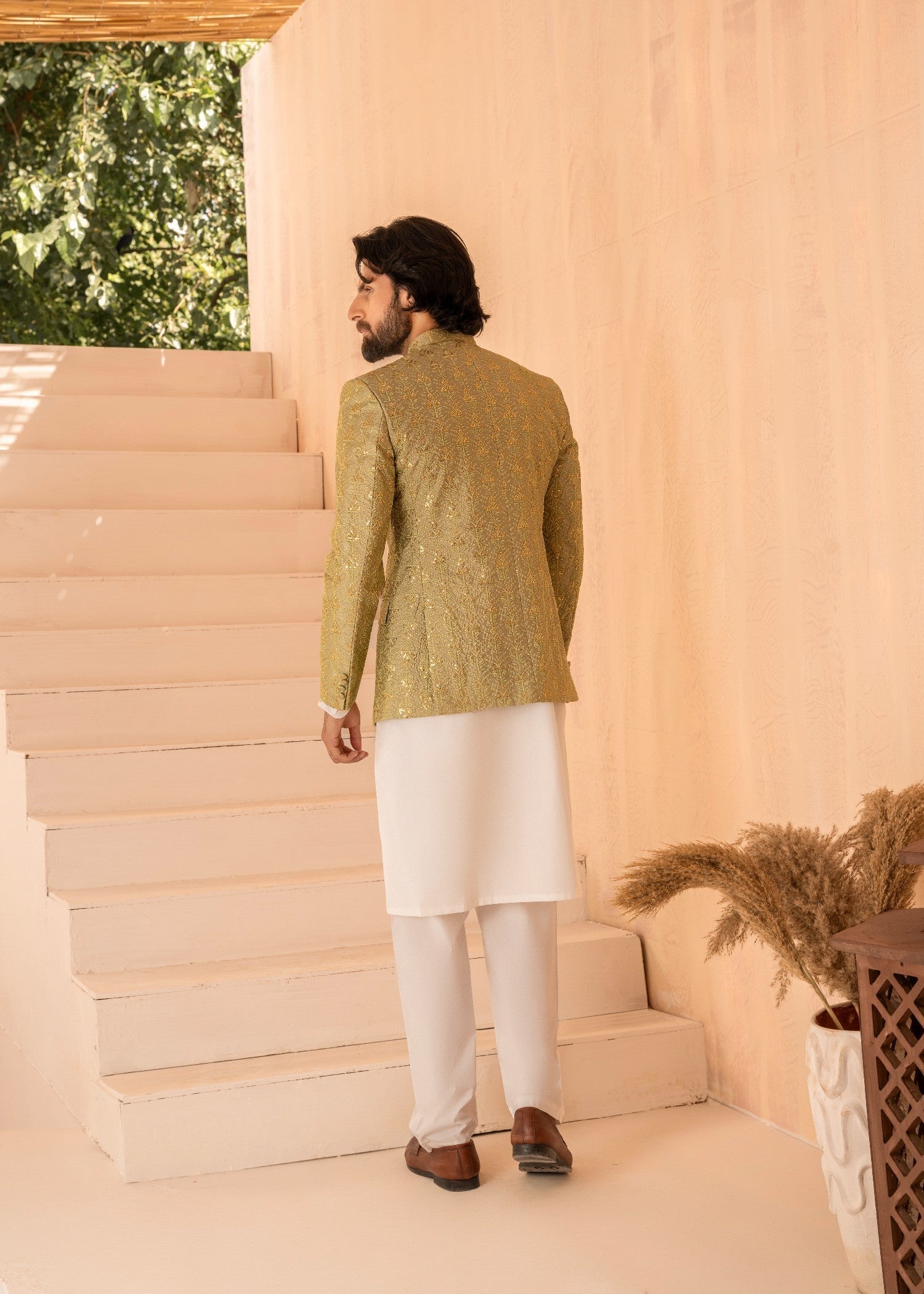 raw silk Prince Coat in Apple green by Yes the instyle