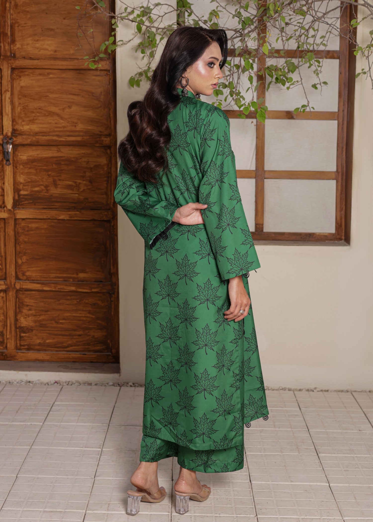 crepe silk Co Ord Sets in Green
