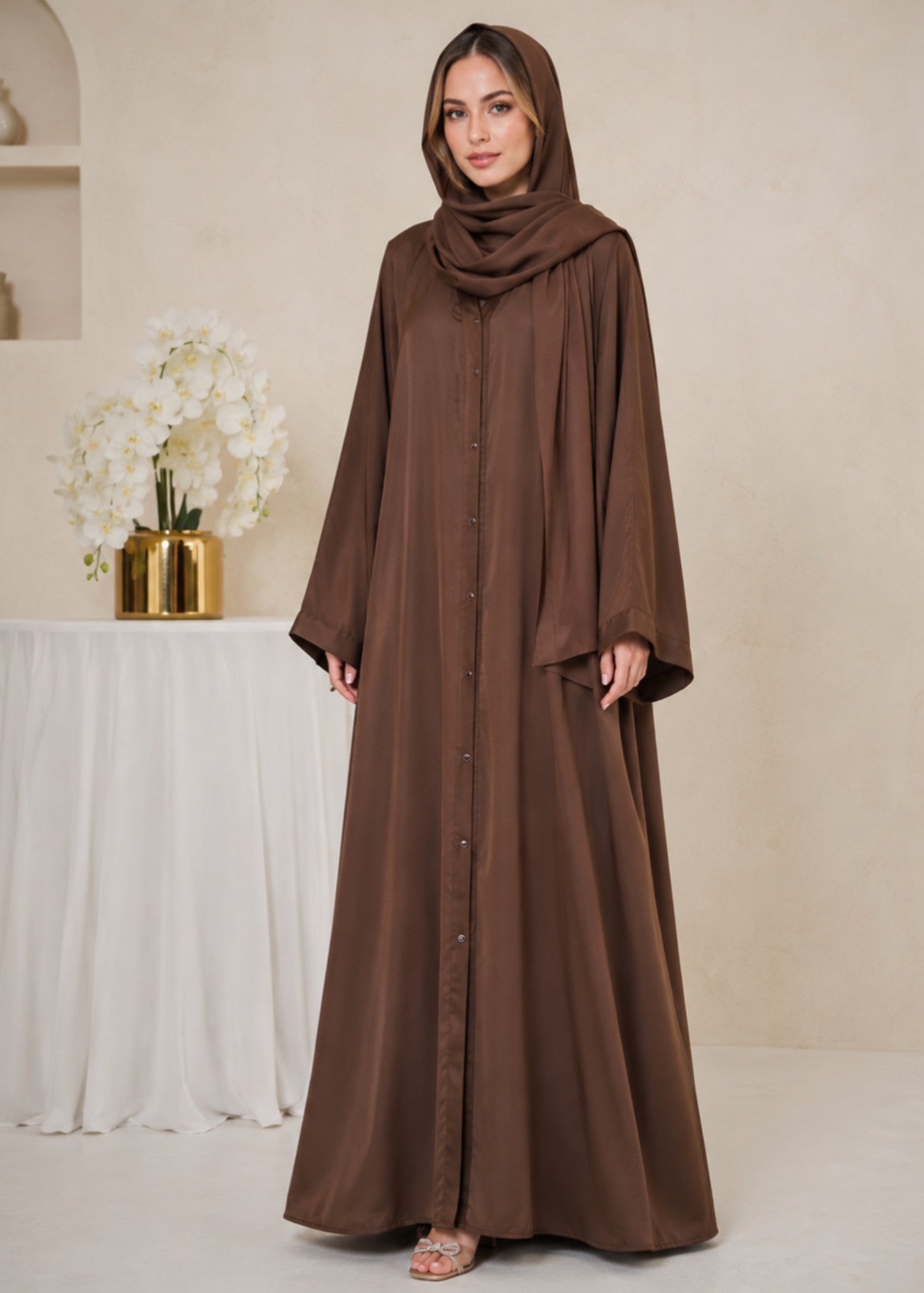 nidha Abaya in Walnut brown