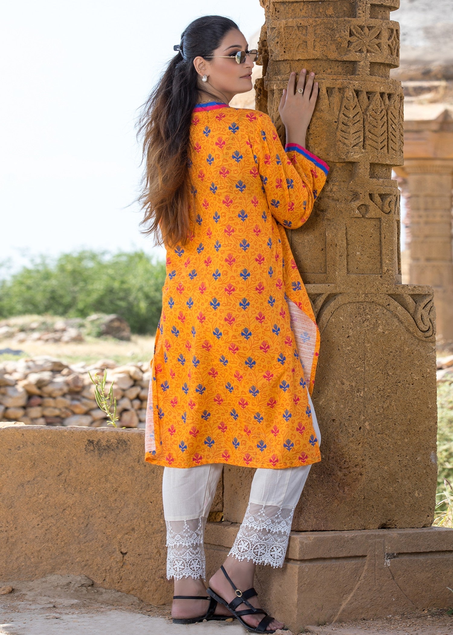 cotton Kurti in Yellow