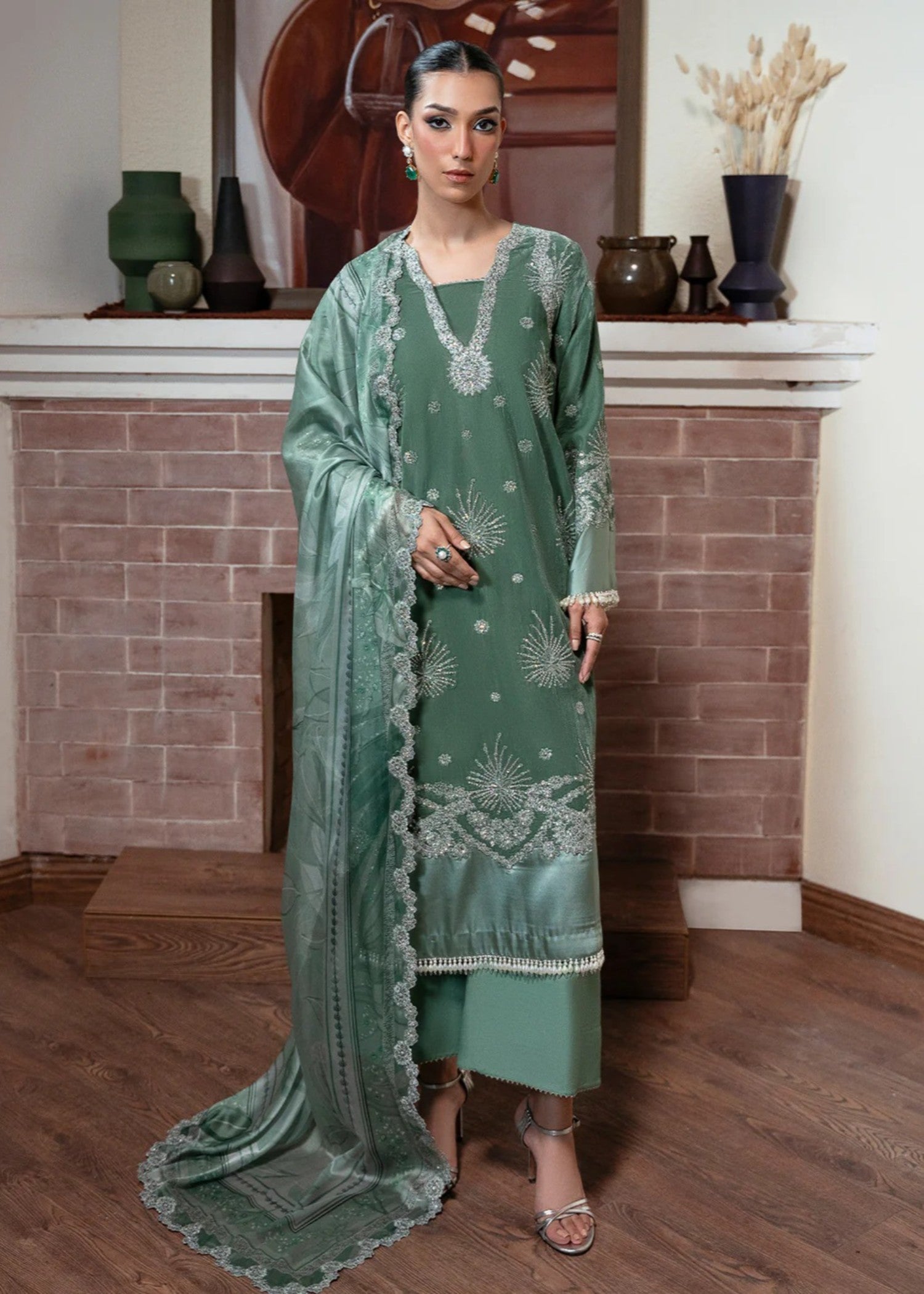 velvet Unstitched in Sea green
