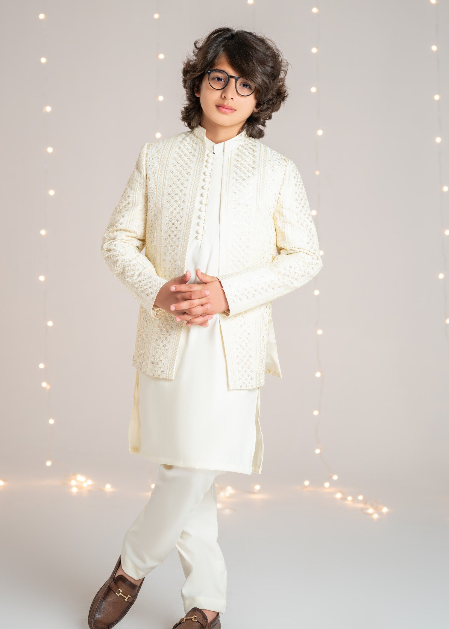 raw silk Prince Coat in Cream