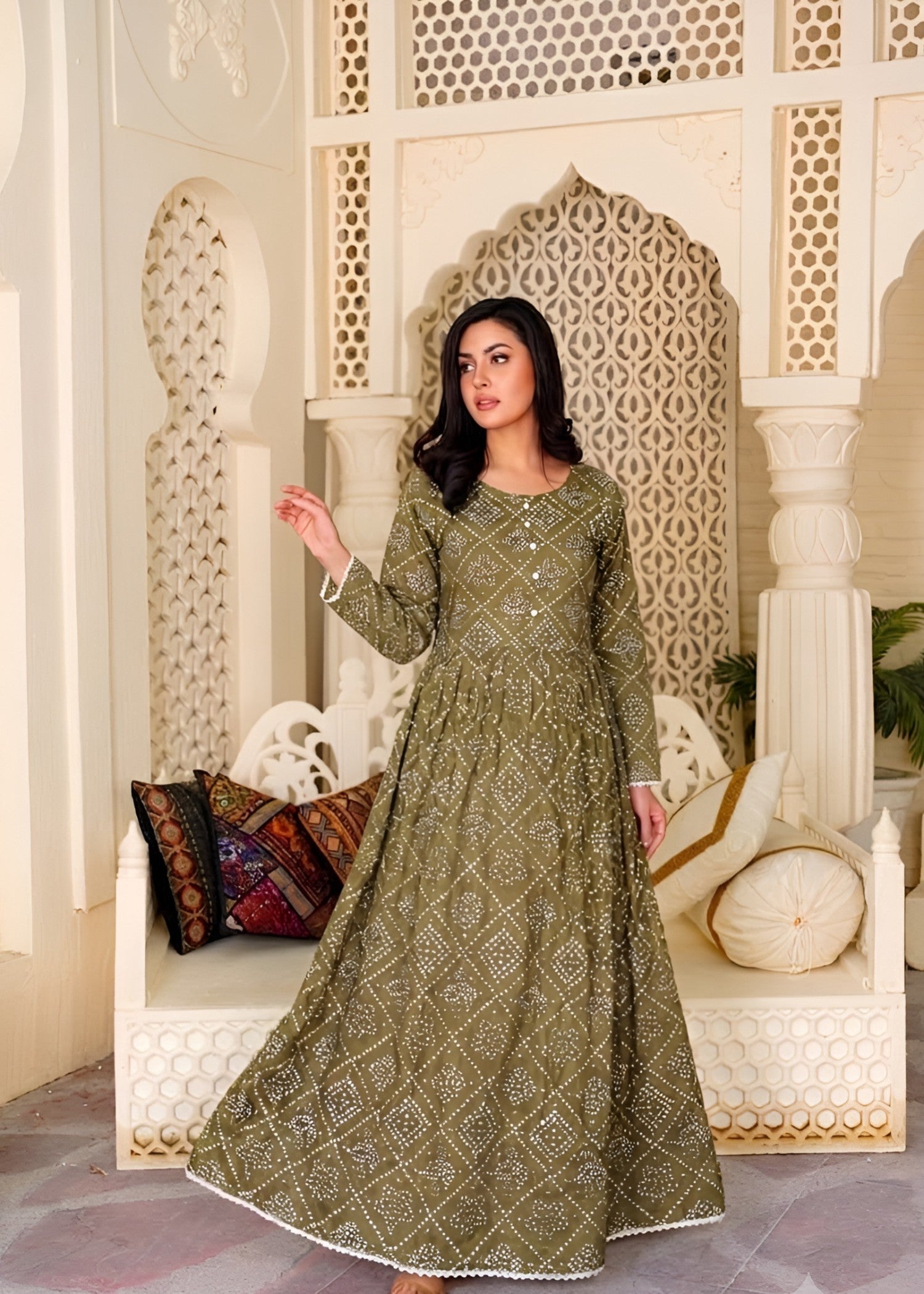 linen Maxi in Olive green