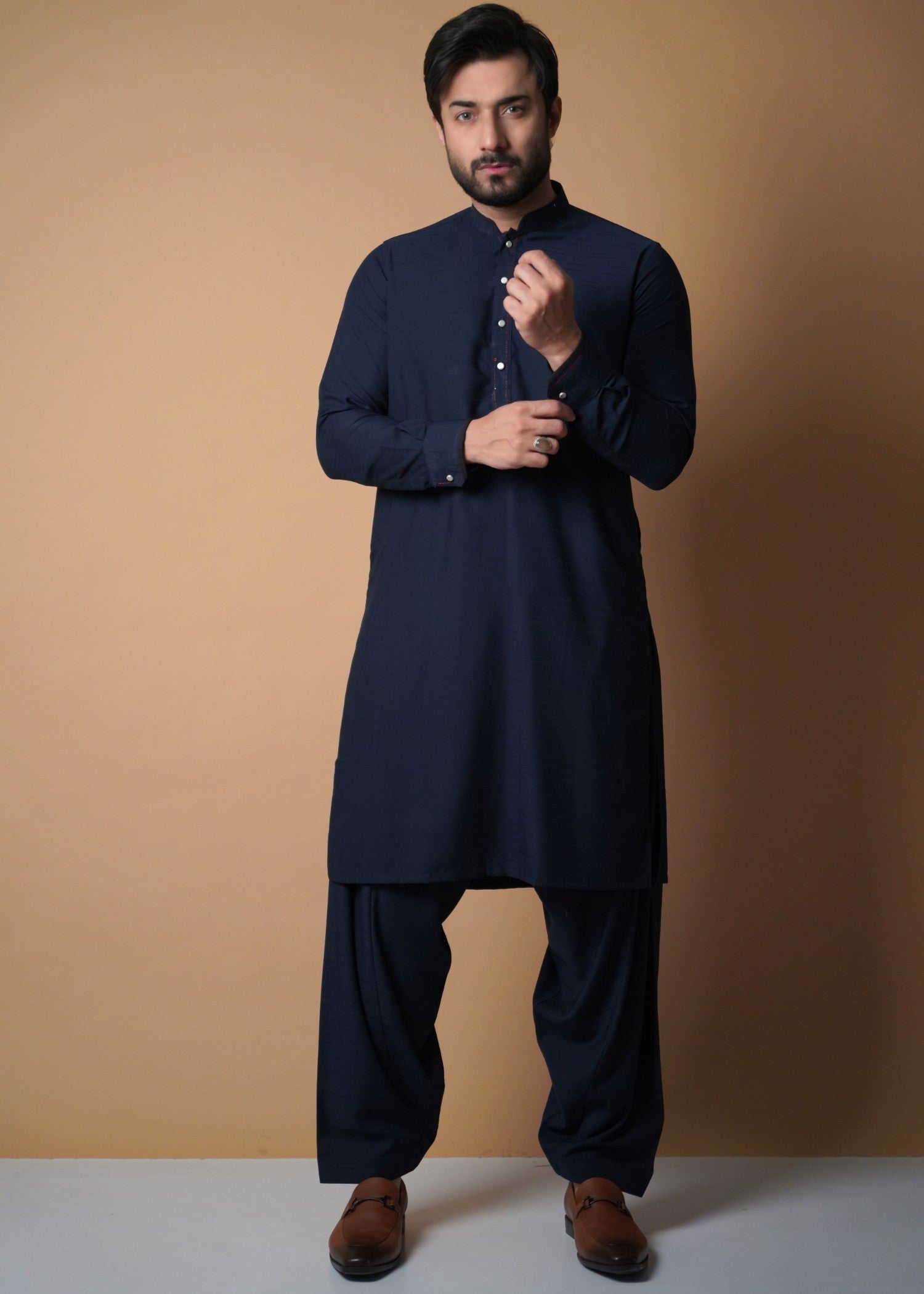 cotton viscose Shalwar Kameez in Navy blue