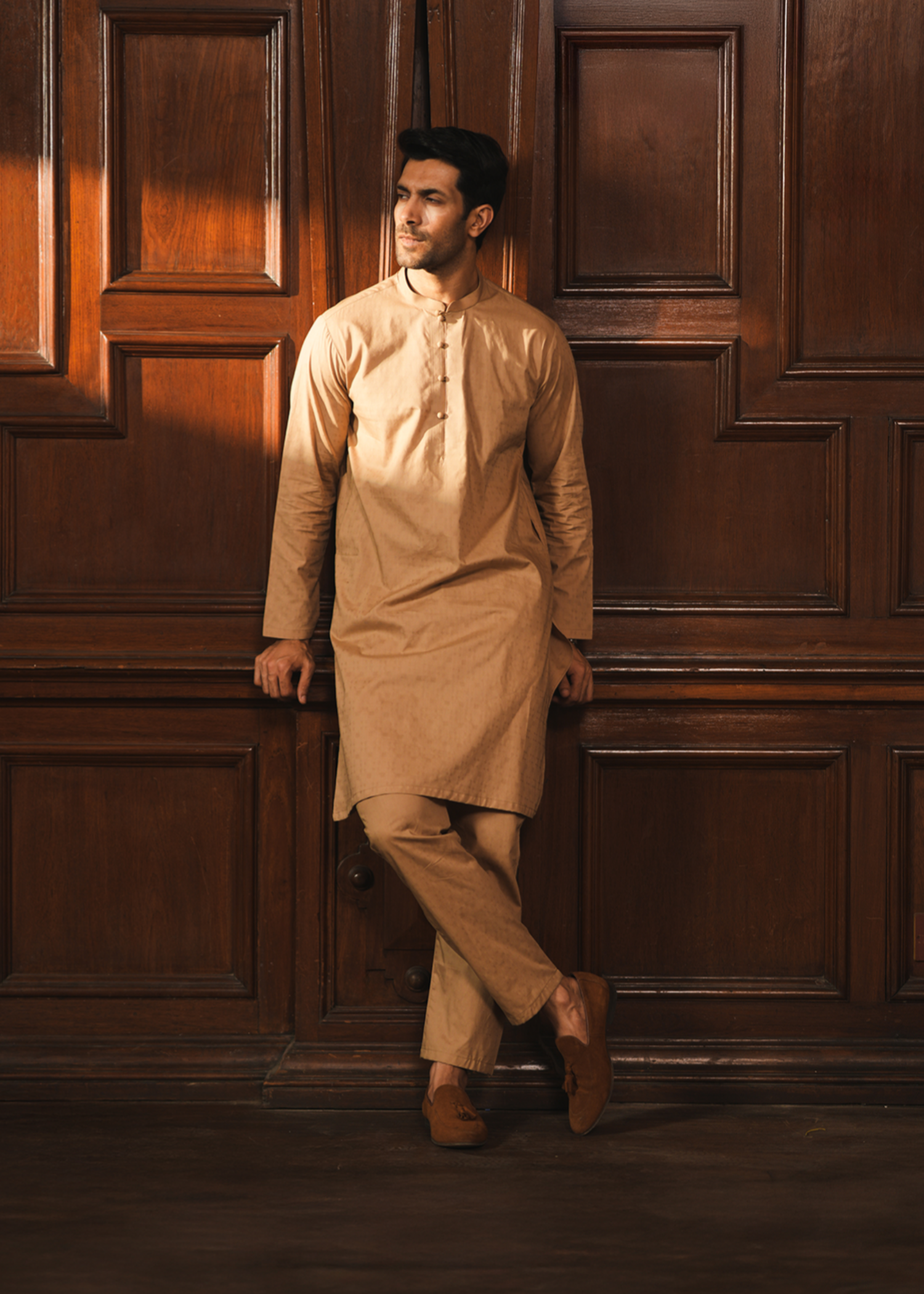 wash & wear Kurta Set in Beige