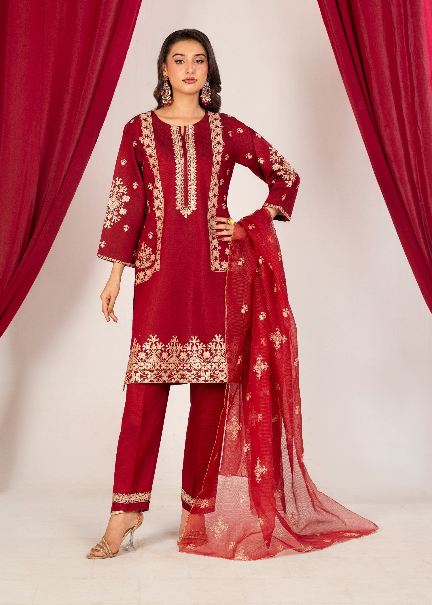 cotton masuri Kurta Set in Maroon
