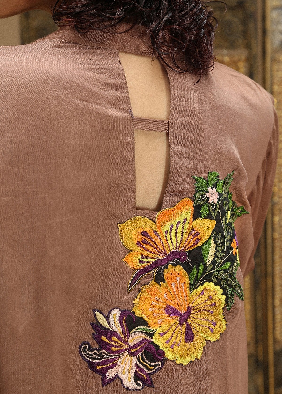 silk Kurti in Brown