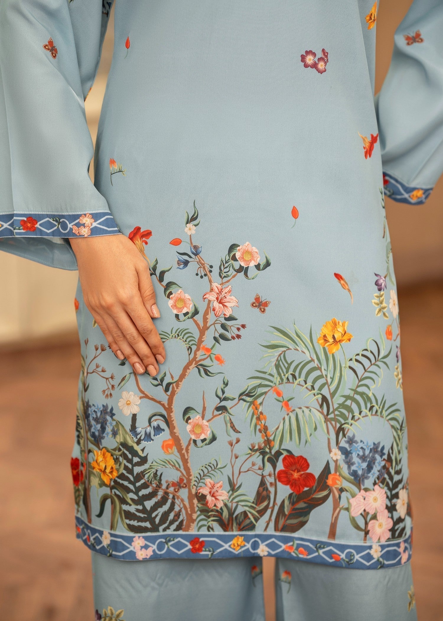 crepe Co Ord Sets in Ice blue