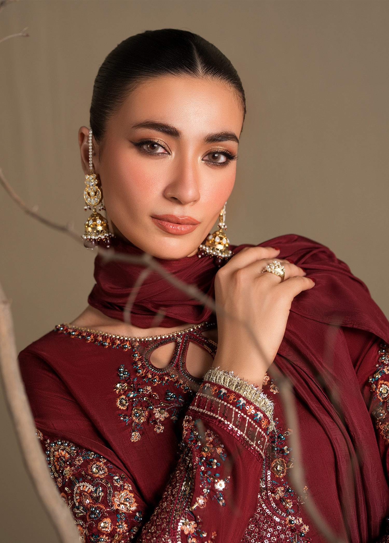 raw silk Sharara in Maroon