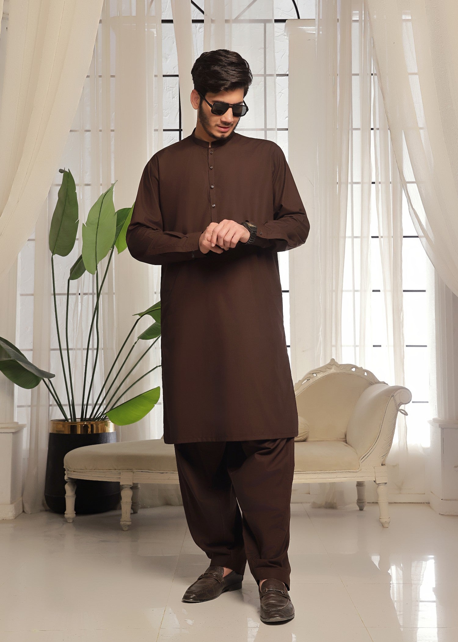 jamawar Waistcoat in Chocolate brown by The Great Masters (TGM)