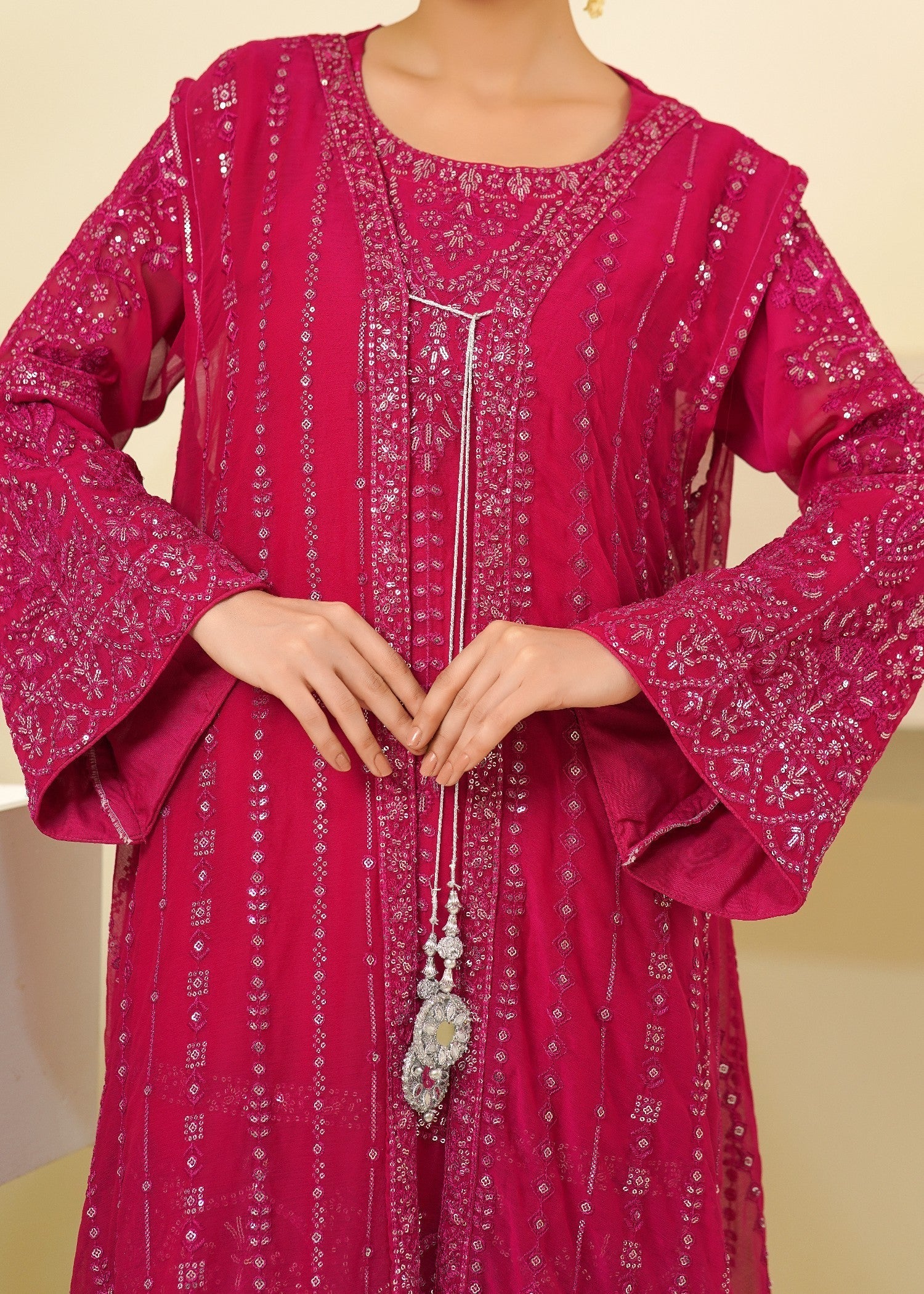 chiffon Gown in Hot pink