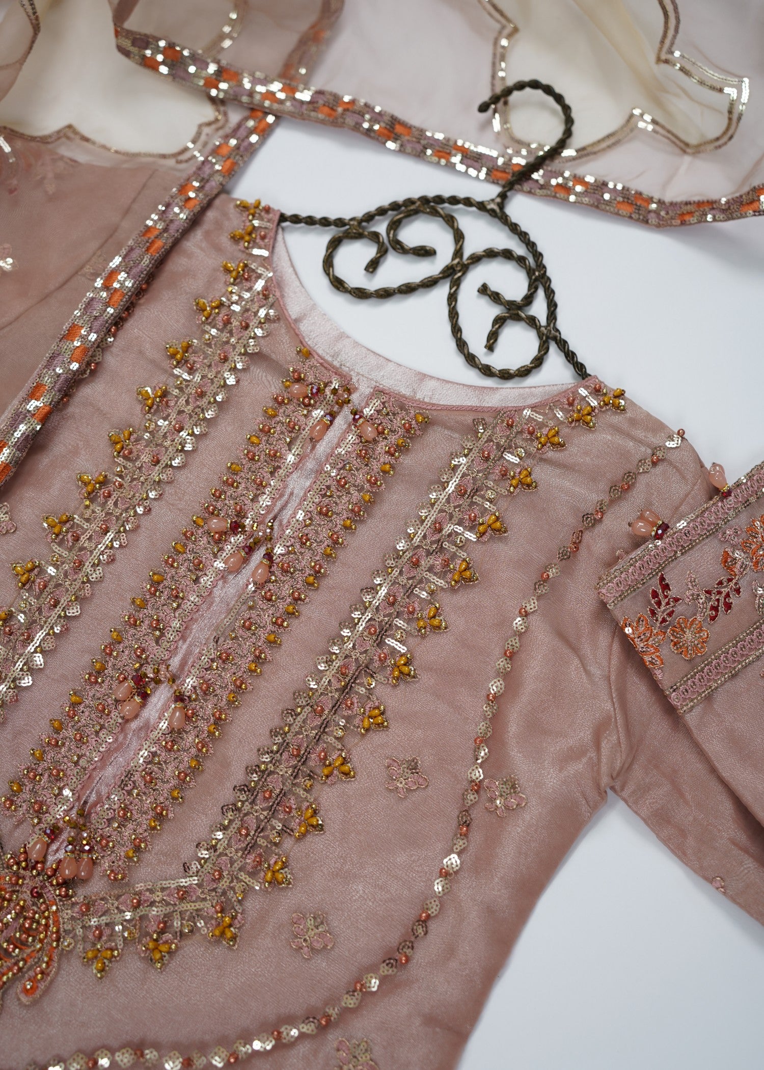 organza Kurta Set in Petal pink