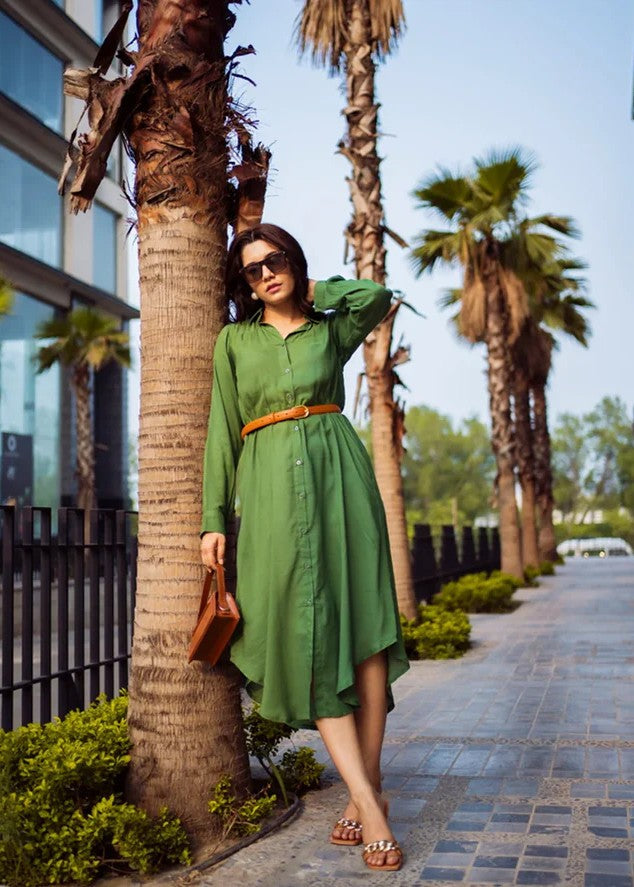 linen Dress in Green