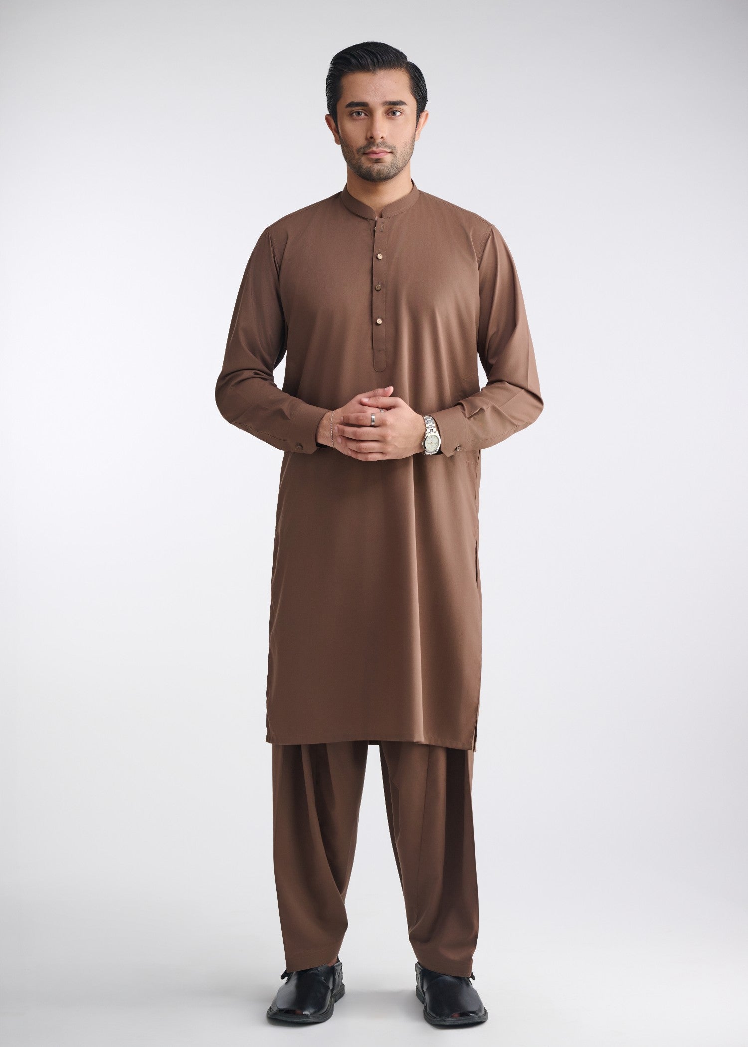 cotton Shalwar Kameez in Camel brown