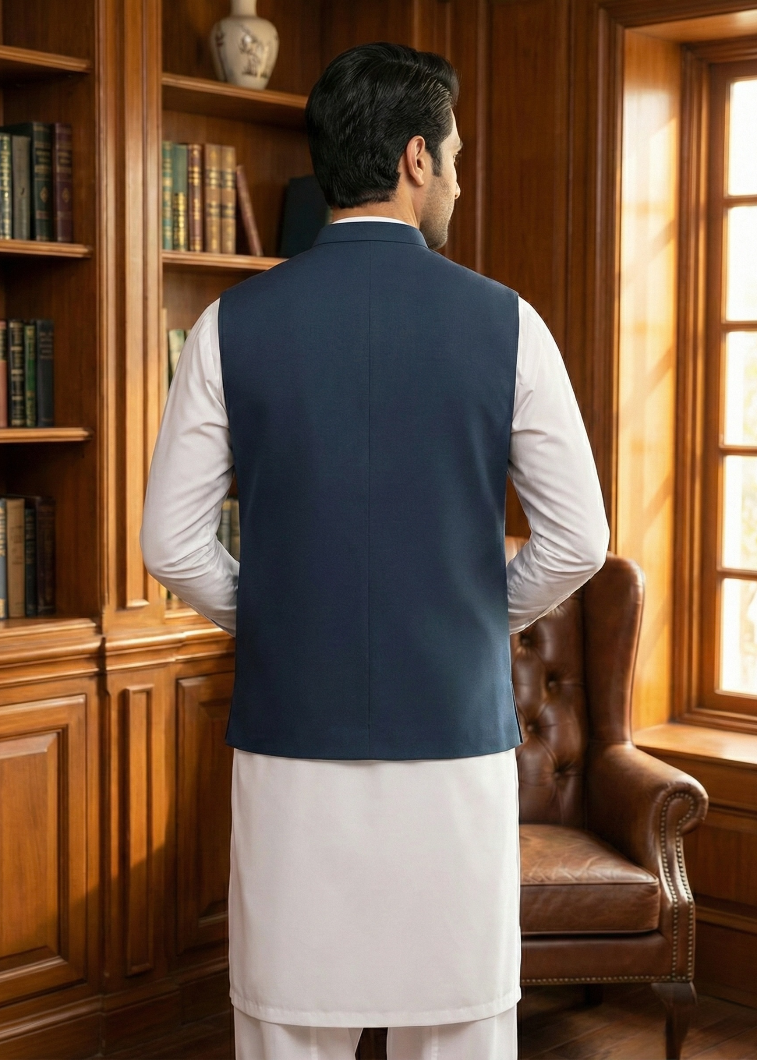 wash & wear Waistcoat in Slate blue