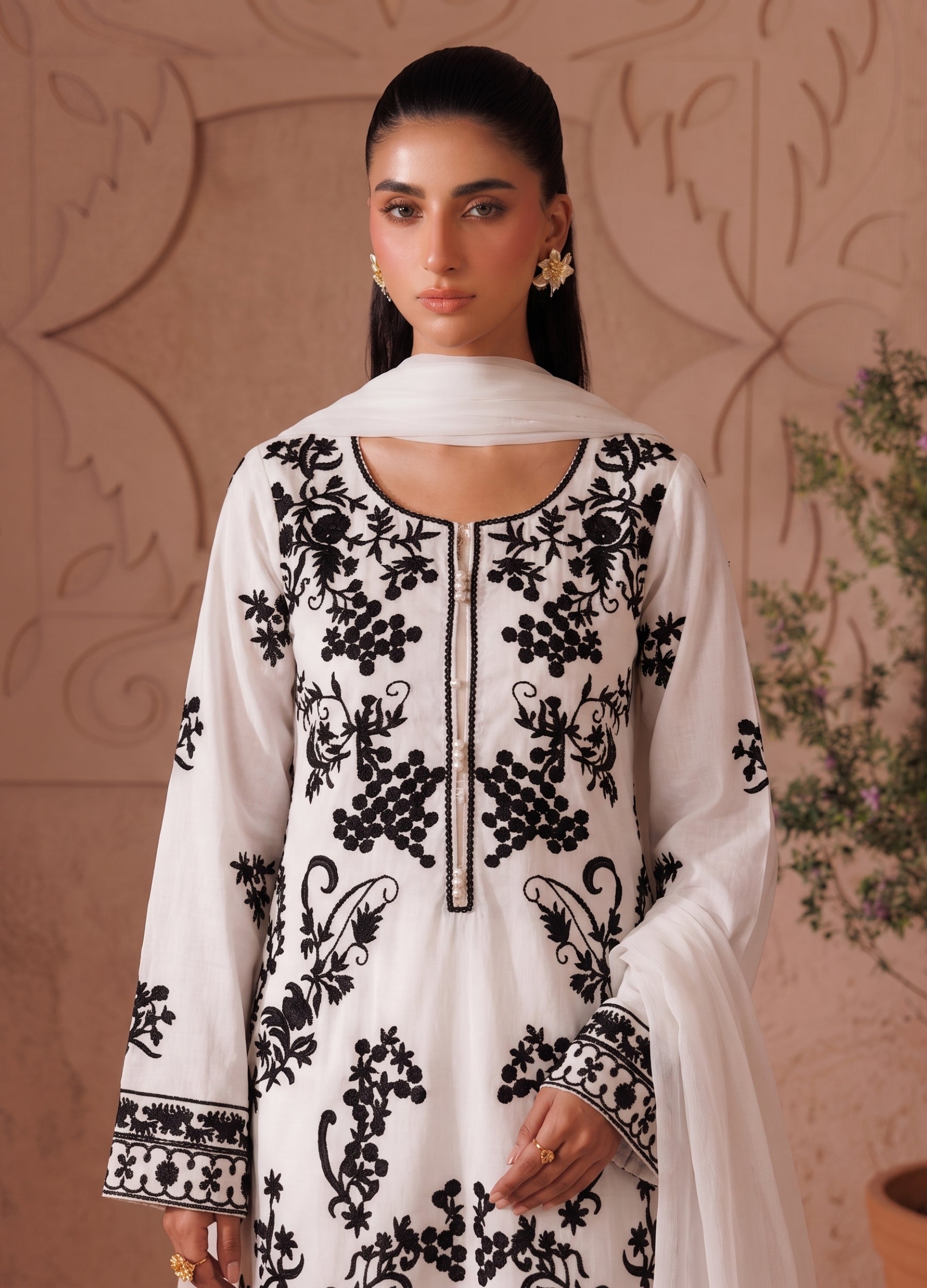 linen Kurta Set in White